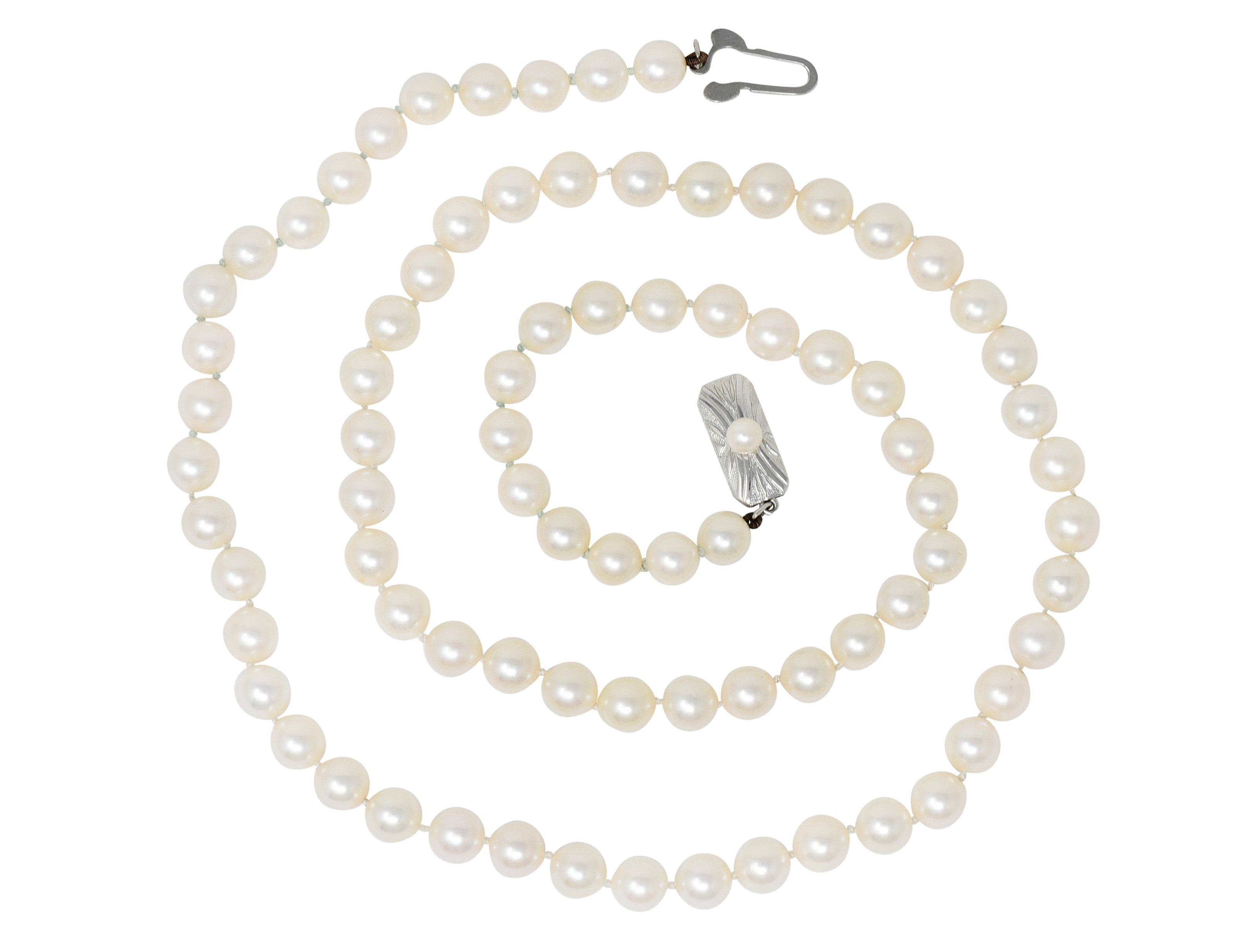 Mikimoto Vintage 1960's Cultured Pearls Silver Matinee Strand NecklaceNecklace - Wilson's Estate Jewelry