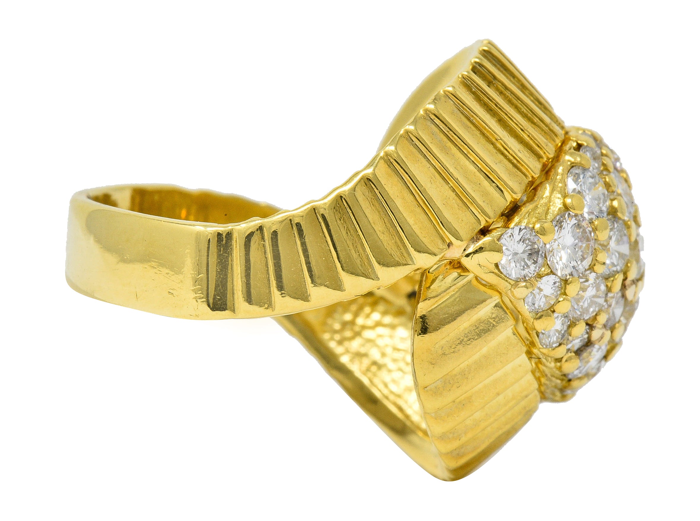 Jose Hess Vintage 2.90 CTW Pave Diamond 18 Karat Gold Cocktail RingRing - Wilson's Estate Jewelry