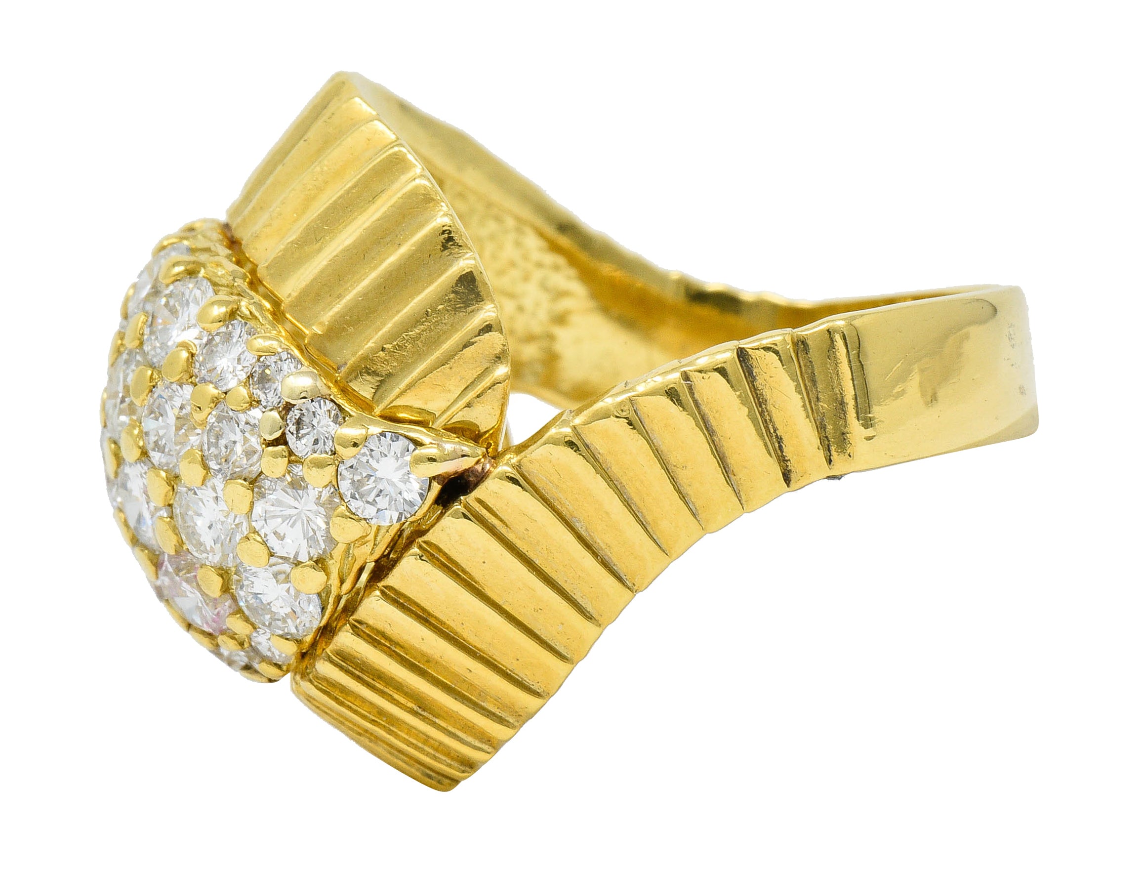 Jose Hess Vintage 2.90 CTW Pave Diamond 18 Karat Gold Cocktail RingRing - Wilson's Estate Jewelry
