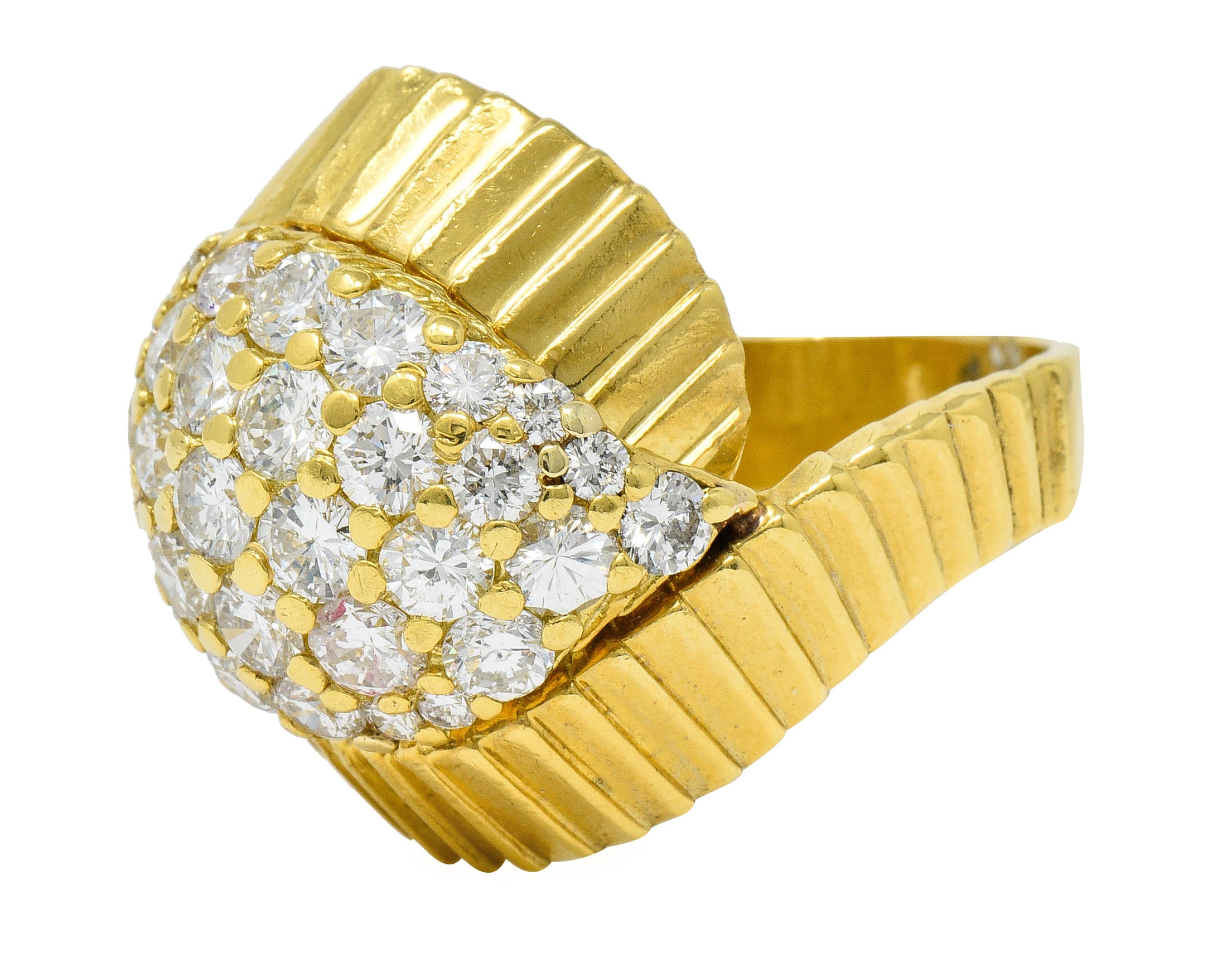 Jose Hess Vintage 2.90 CTW Pave Diamond 18 Karat Gold Cocktail RingRing - Wilson's Estate Jewelry