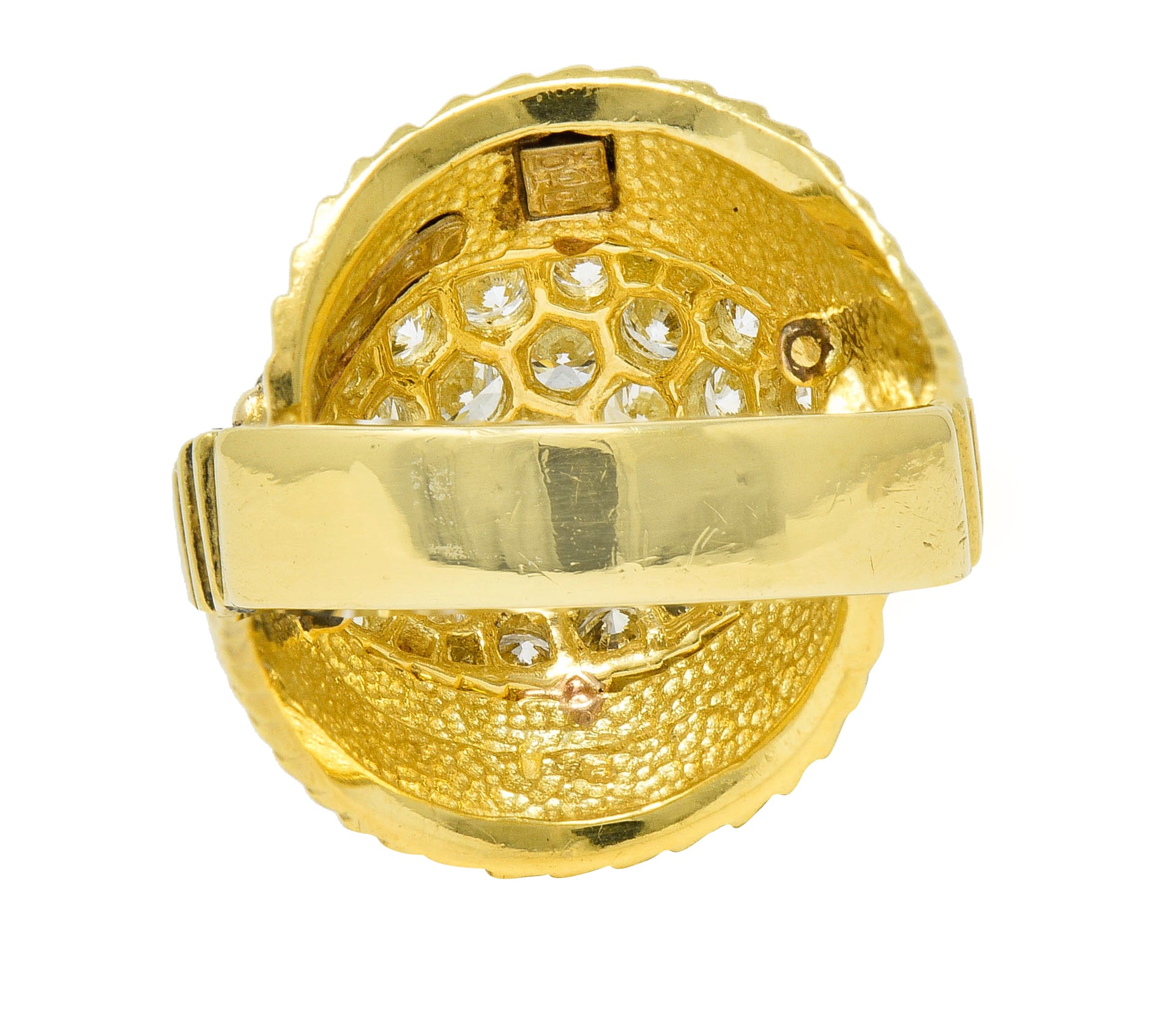 Jose Hess Vintage 2.90 CTW Pave Diamond 18 Karat Gold Cocktail RingRing - Wilson's Estate Jewelry
