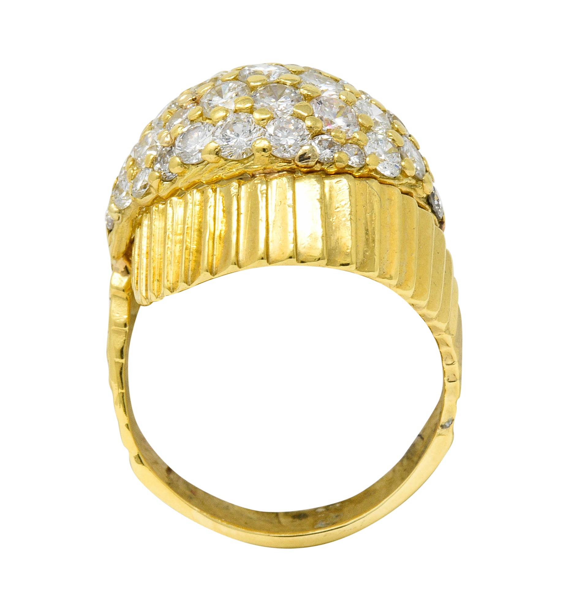 Jose Hess Vintage 2.90 CTW Pave Diamond 18 Karat Gold Cocktail RingRing - Wilson's Estate Jewelry
