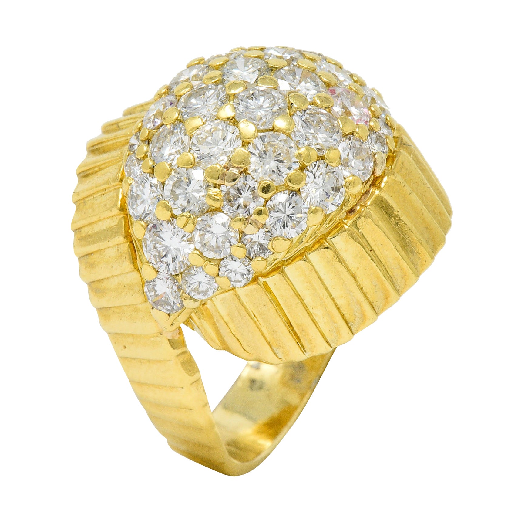 Jose Hess Vintage 2.90 CTW Pave Diamond 18 Karat Gold Cocktail RingRing - Wilson's Estate Jewelry