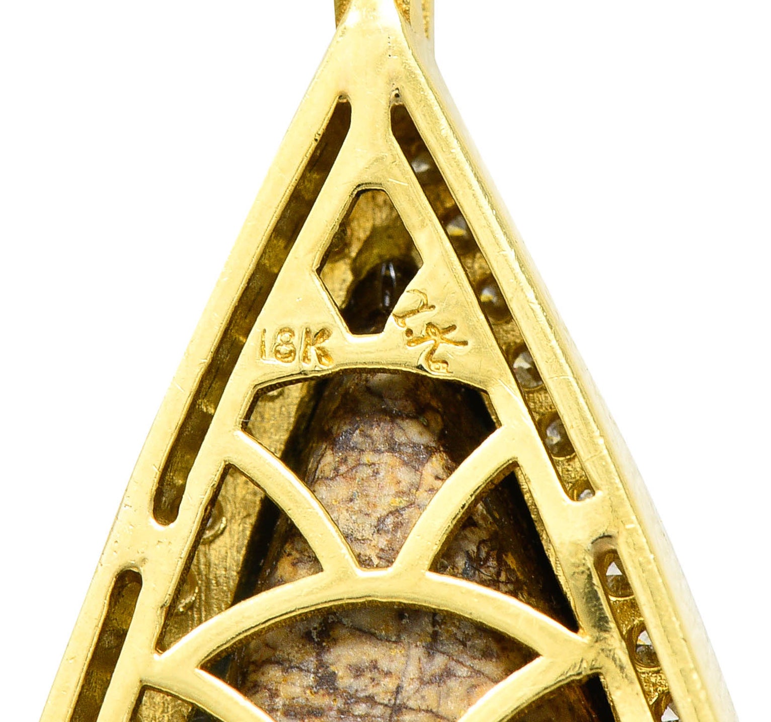 Vintage Turquoise 1.25 CTW Diamond 18 Karat Gold Drop Pendant NecklaceNecklace - Wilson's Estate Jewelry