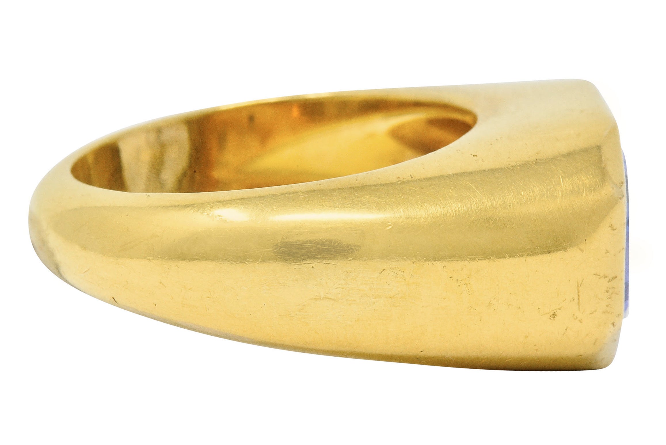 Substantial 13.10 CTW Color-Change No Heat Sapphire Intaglio 22 Karat Gold Signet Ring GIARing - Wilson's Estate Jewelry