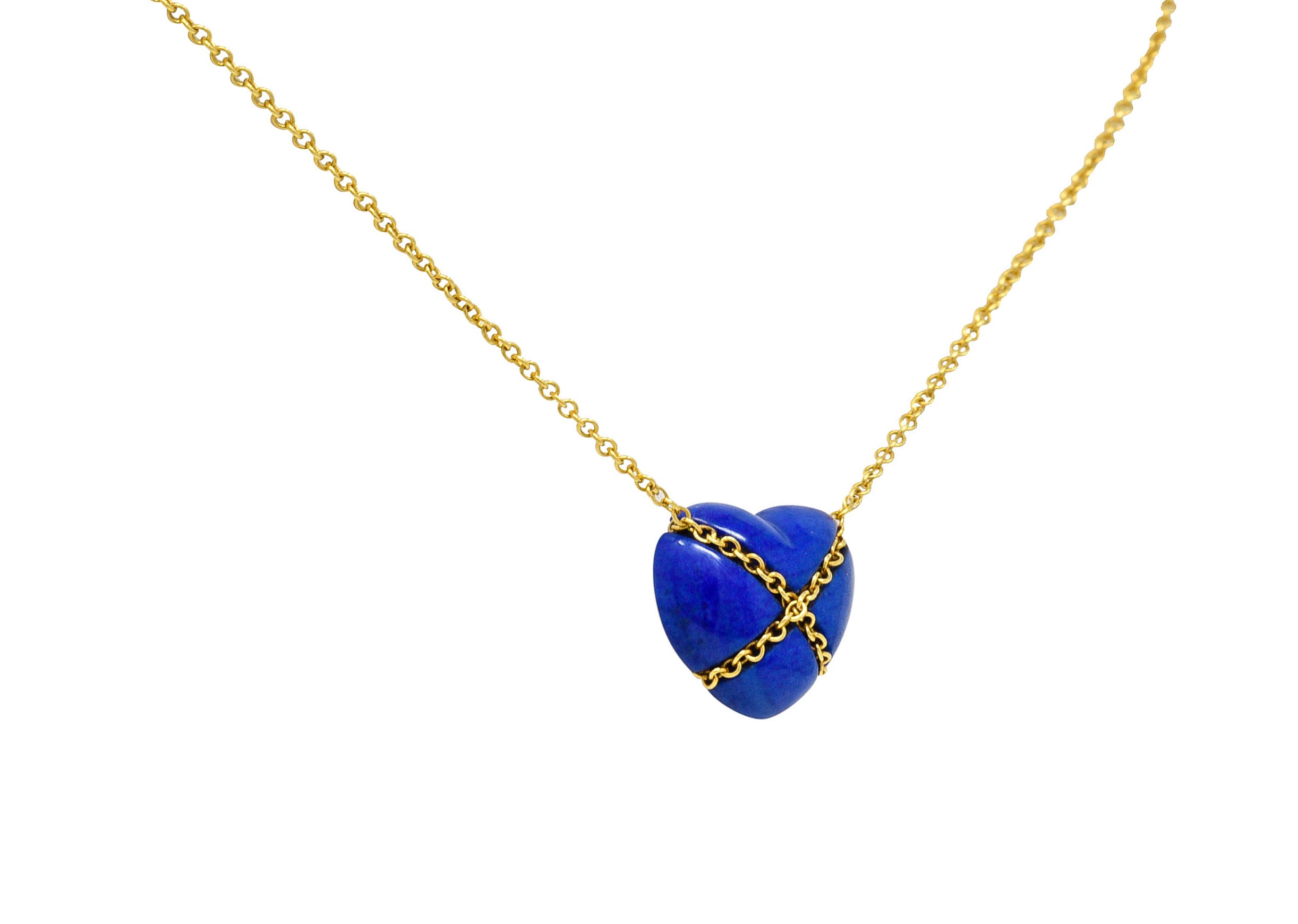 Tiffany & Co. Lapis Lazuli 18 Karat Gold Cross My Heart NecklaceNecklace - Wilson's Estate Jewelry