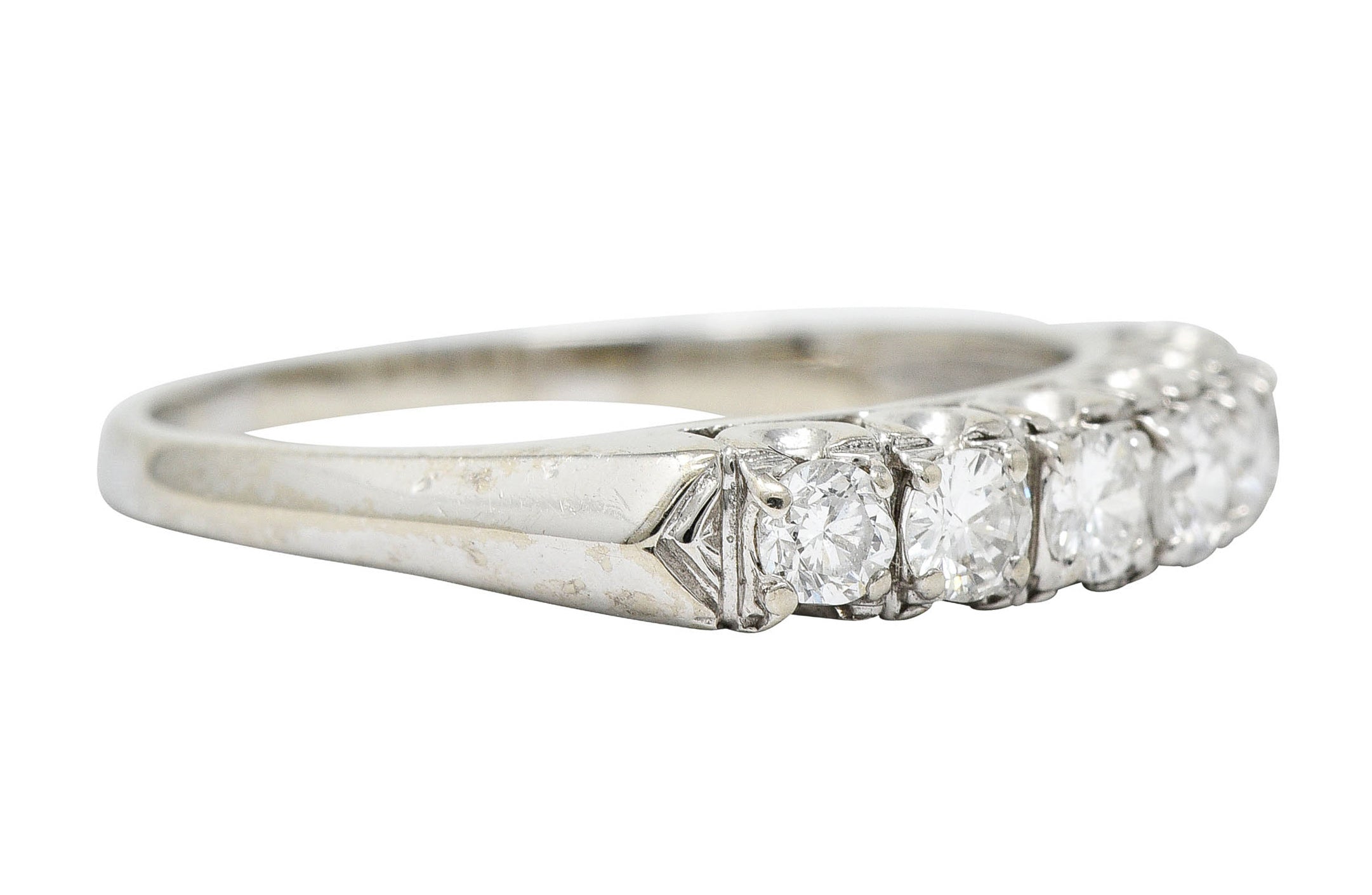Retro 0.50 CTW Diamond 14 Karat White Gold Fishtail Band RingRing - Wilson's Estate Jewelry