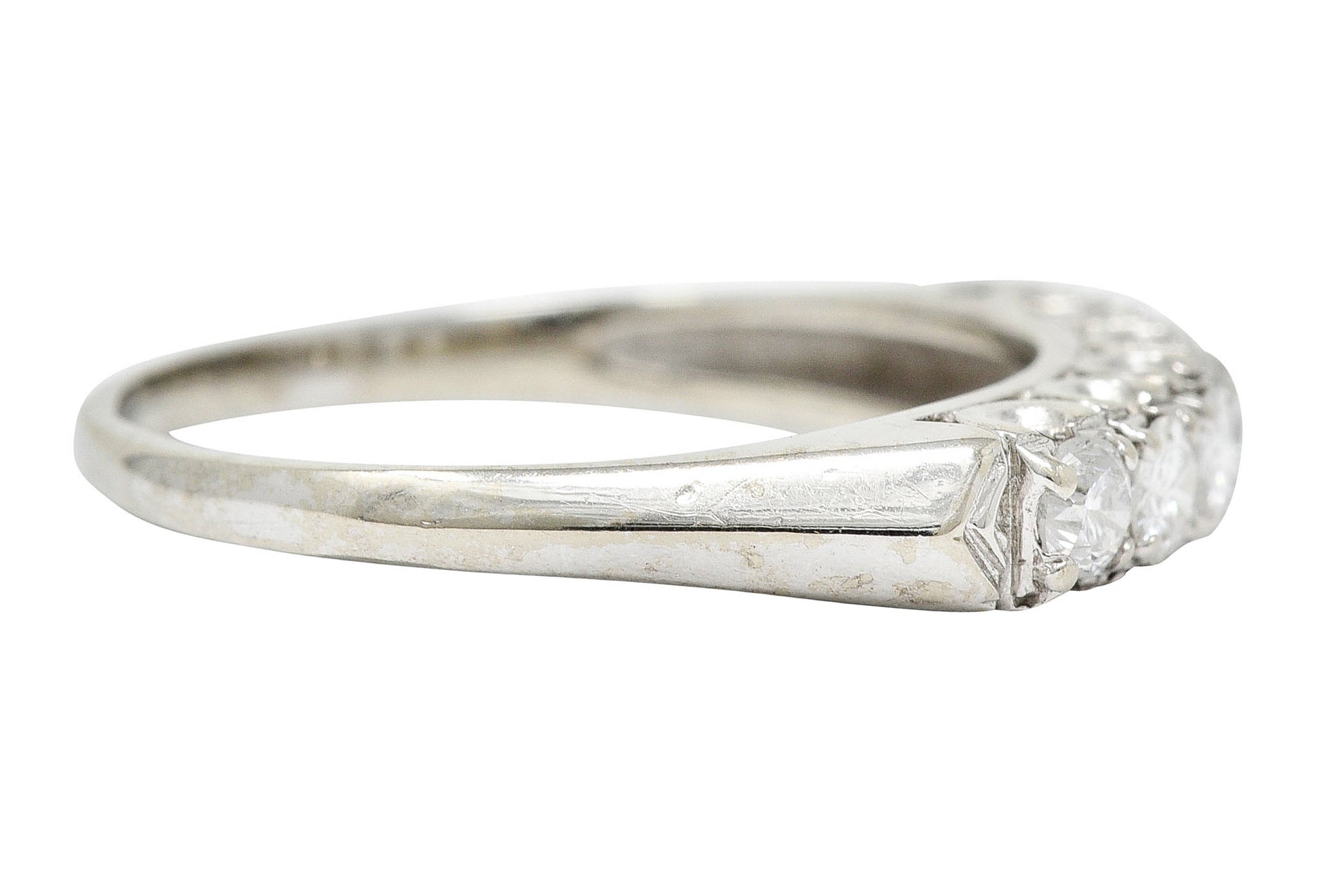 Retro 0.50 CTW Diamond 14 Karat White Gold Fishtail Band RingRing - Wilson's Estate Jewelry