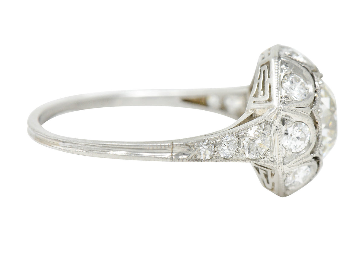 Art Deco 1.62 CTW Diamond Platinum Starburst Cluster RingRing - Wilson's Estate Jewelry