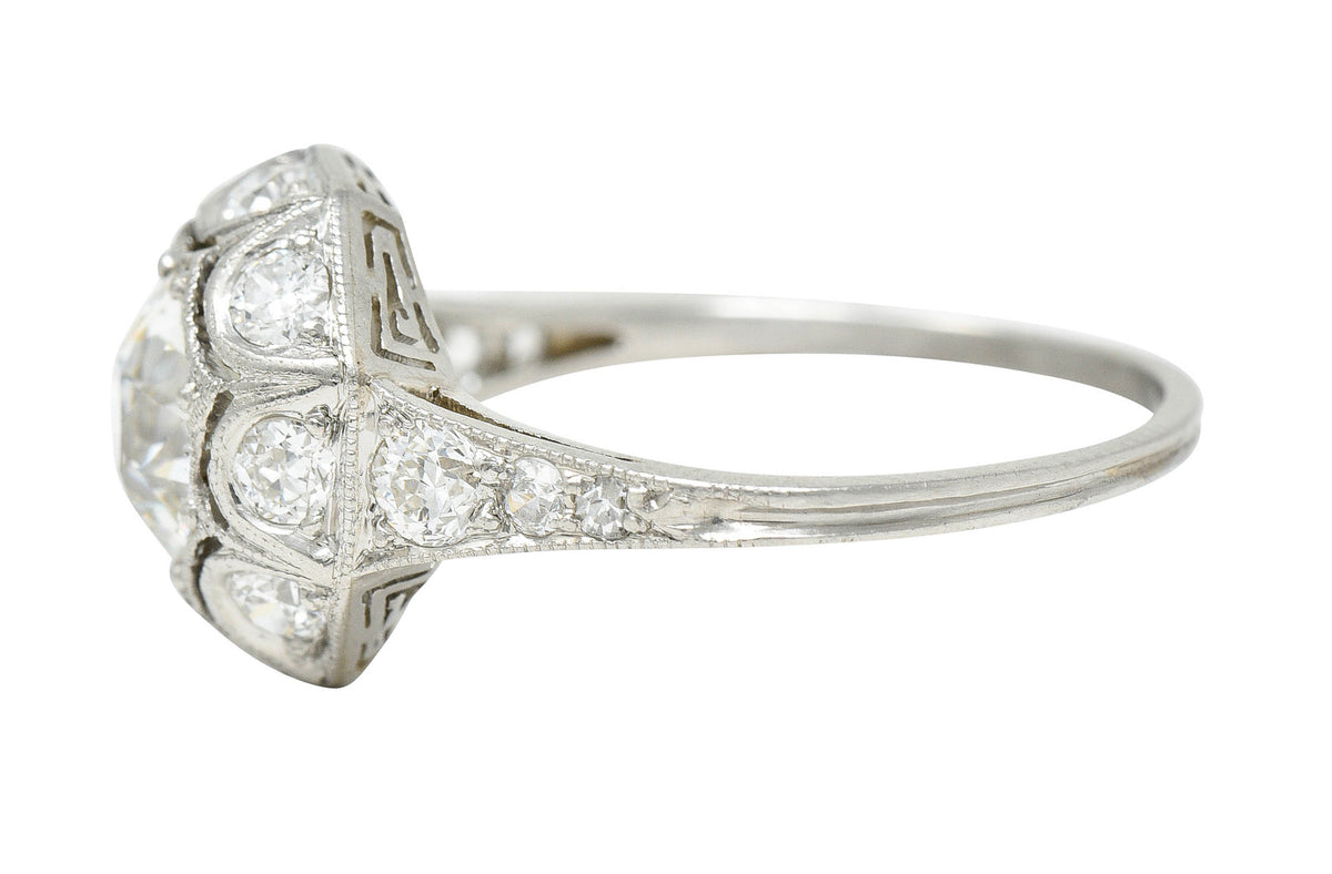 Art Deco 1.62 CTW Diamond Platinum Starburst Cluster RingRing - Wilson's Estate Jewelry