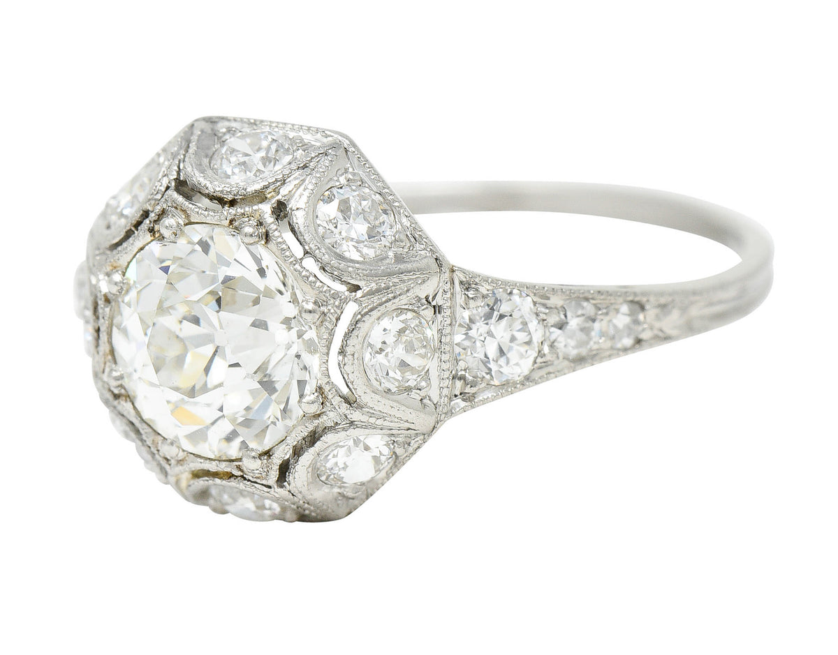 Art Deco 1.62 CTW Diamond Platinum Starburst Cluster RingRing - Wilson's Estate Jewelry