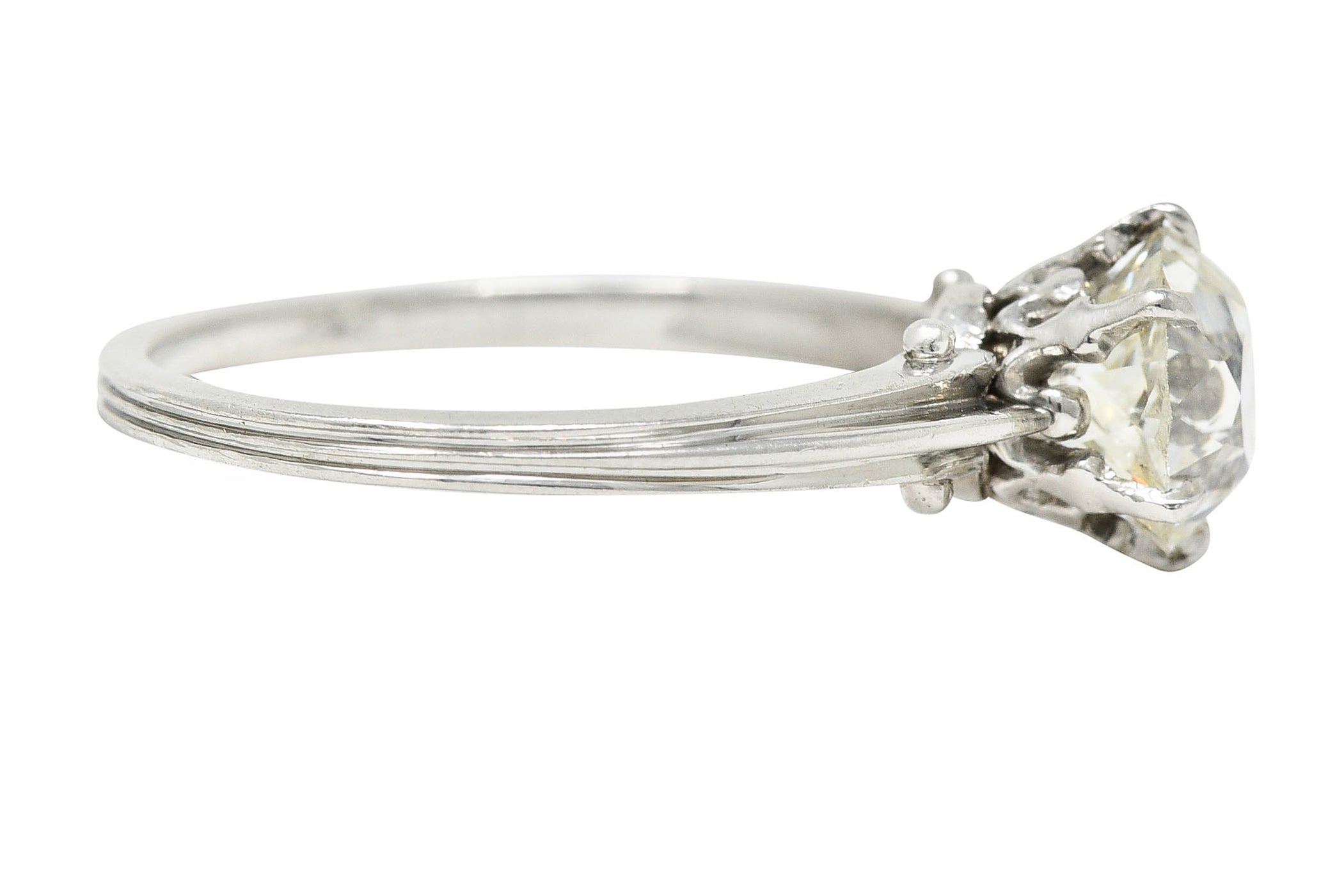Edwardian 1.53 CTW Old Mine Platinum Engagement Ring GIARing - Wilson's Estate Jewelry