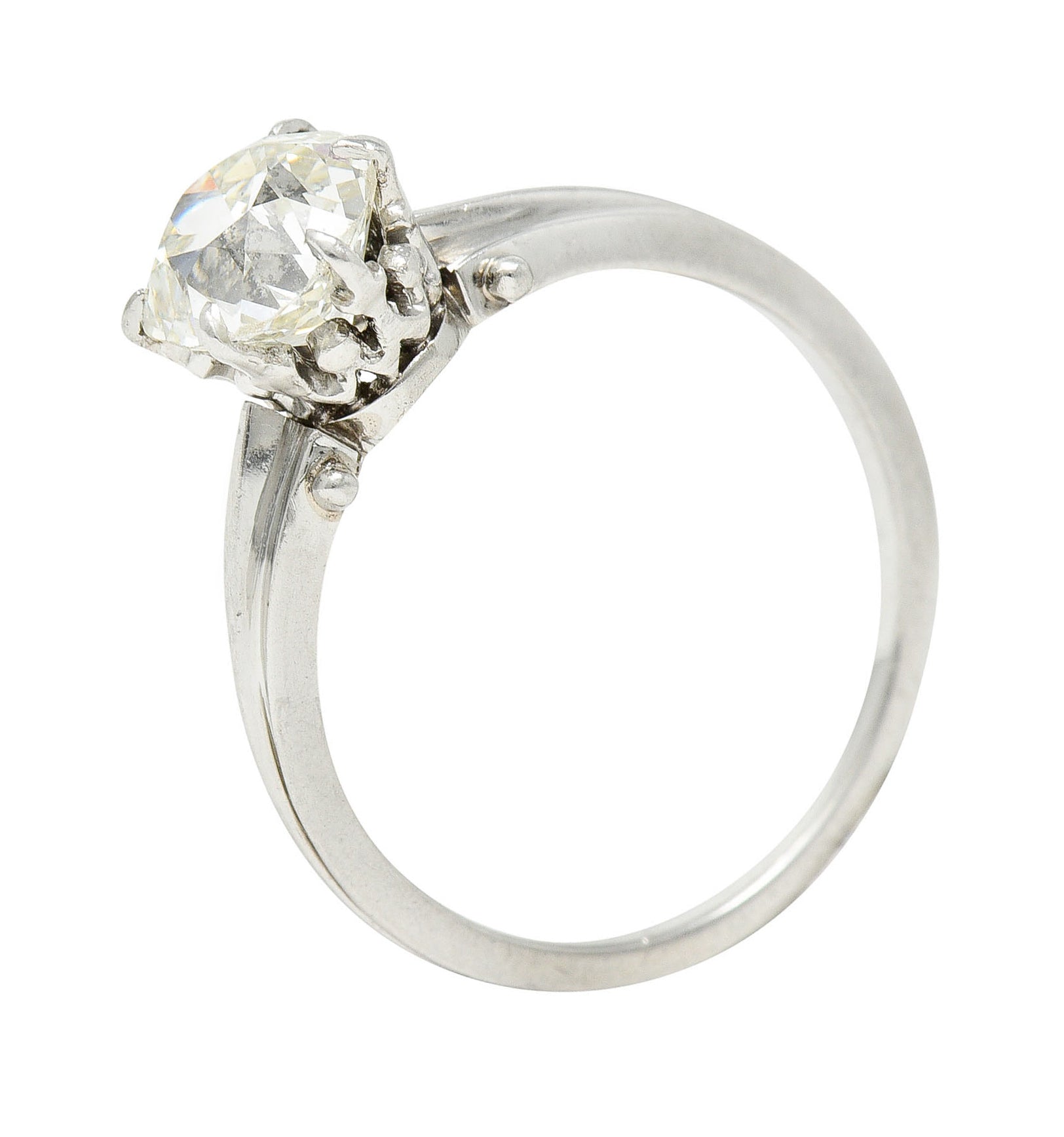 Edwardian 1.53 CTW Old Mine Platinum Engagement Ring GIARing - Wilson's Estate Jewelry