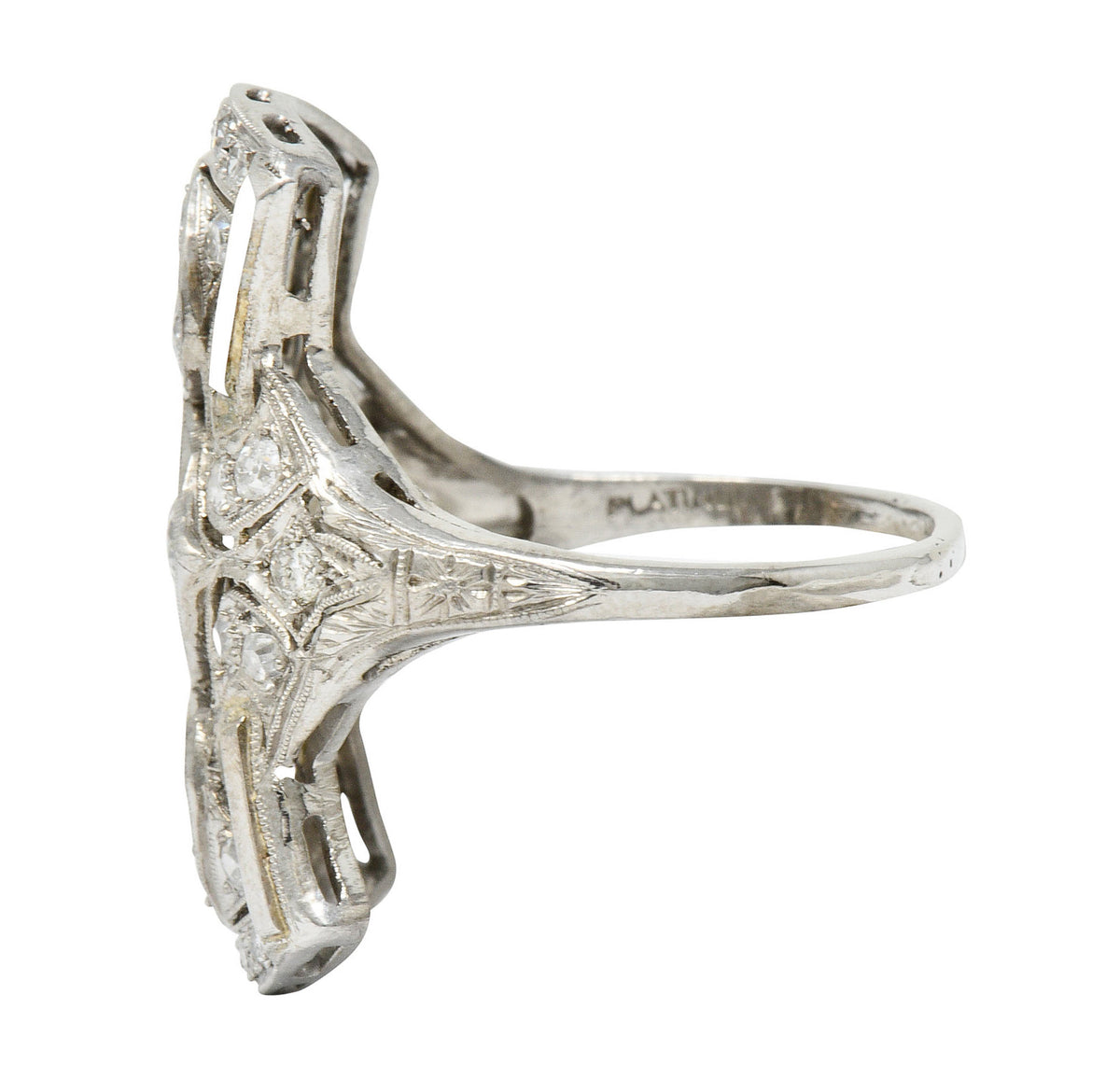 Art Deco 1.00 CTW Diamond Platinum Flared Dinner Ring Circa 1930Ring - Wilson's Estate Jewelry
