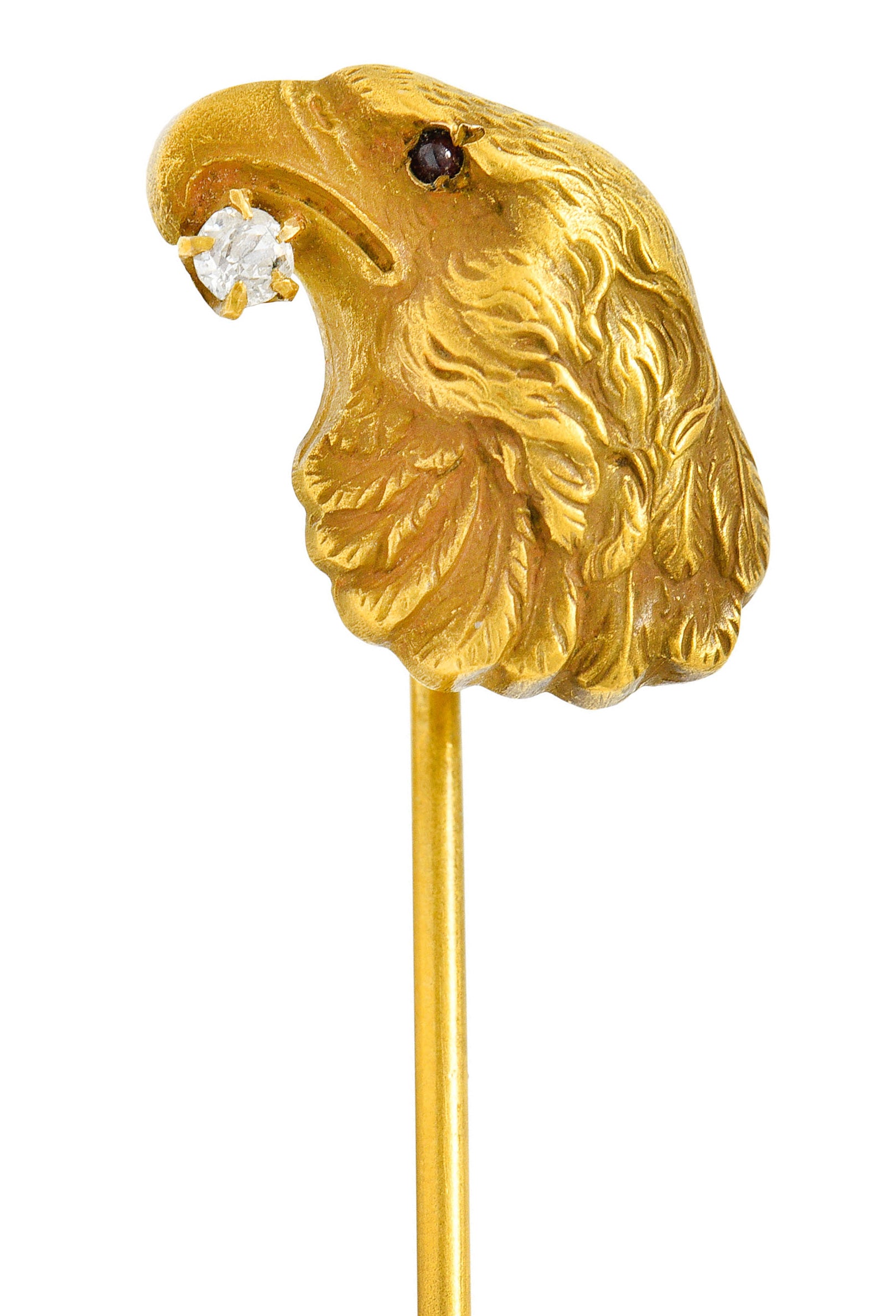 Art Nouveau Diamond 14 Karat Gold Eagle Bust StickpinStick Pin - Wilson's Estate Jewelry