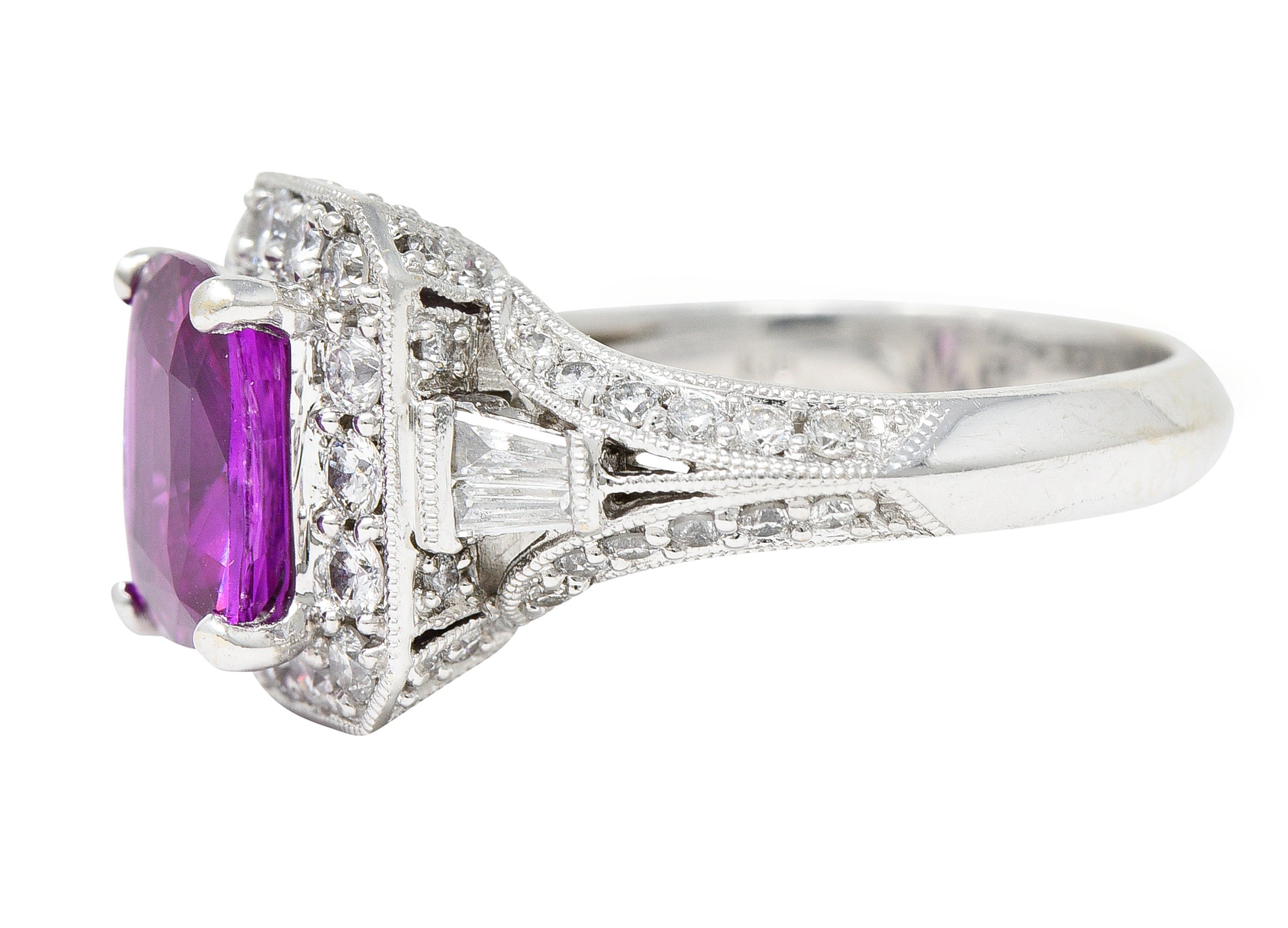 Contemporary 3.37 CTW Pink Sapphire Diamond 18 Karat White Gold RingRing - Wilson's Estate Jewelry