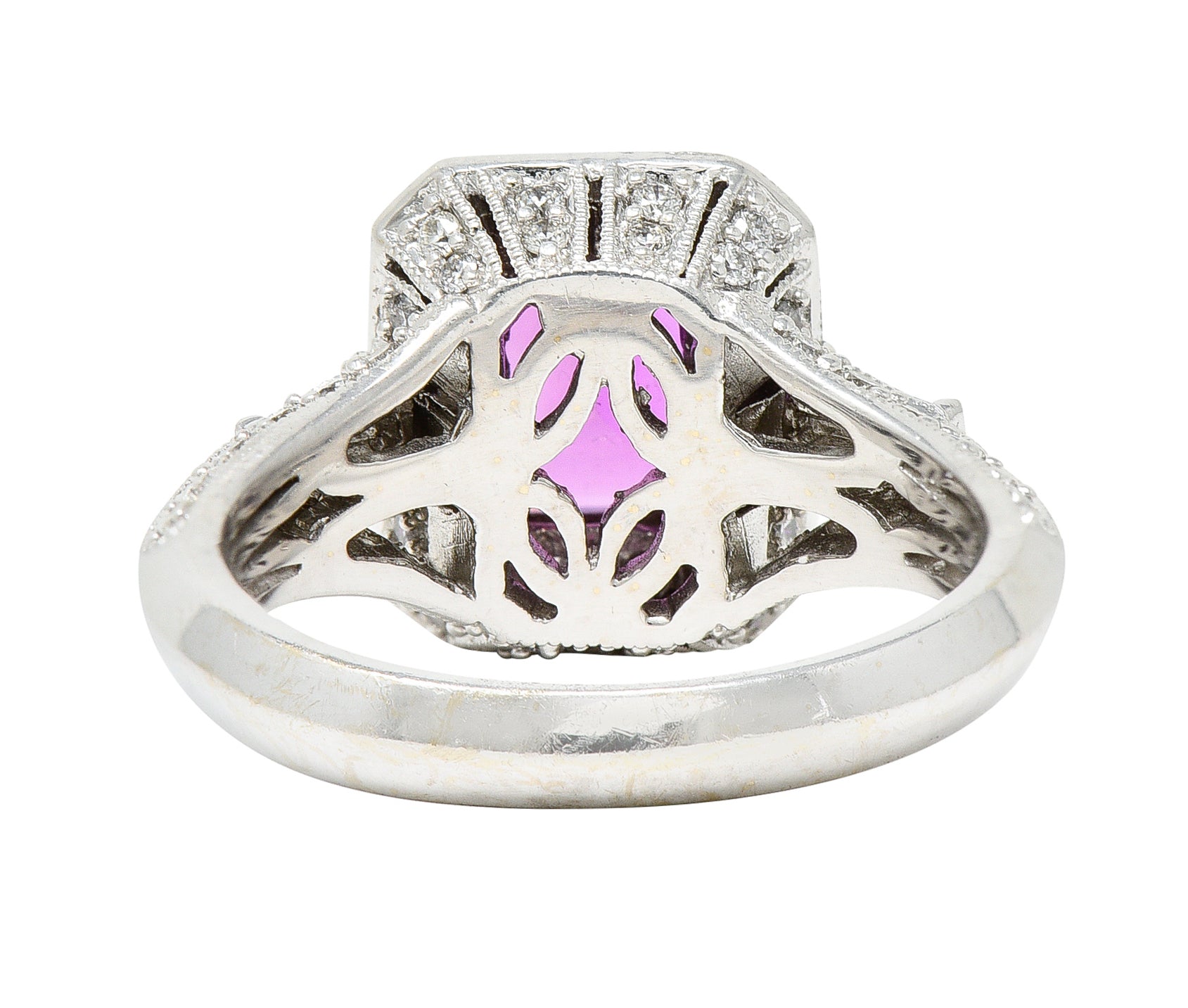 Contemporary 3.37 CTW Pink Sapphire Diamond 18 Karat White Gold RingRing - Wilson's Estate Jewelry