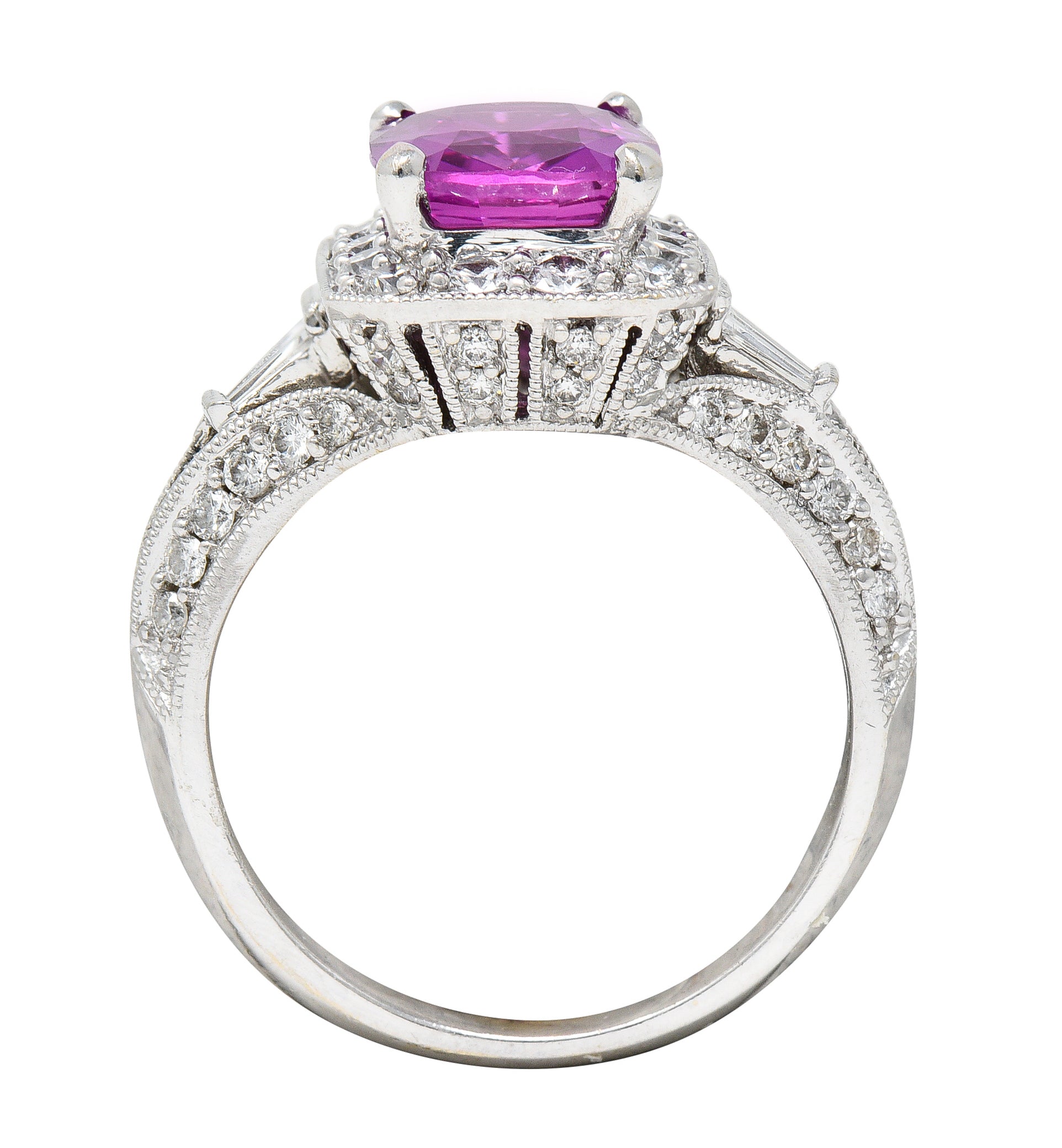 Contemporary 3.37 CTW Pink Sapphire Diamond 18 Karat White Gold RingRing - Wilson's Estate Jewelry