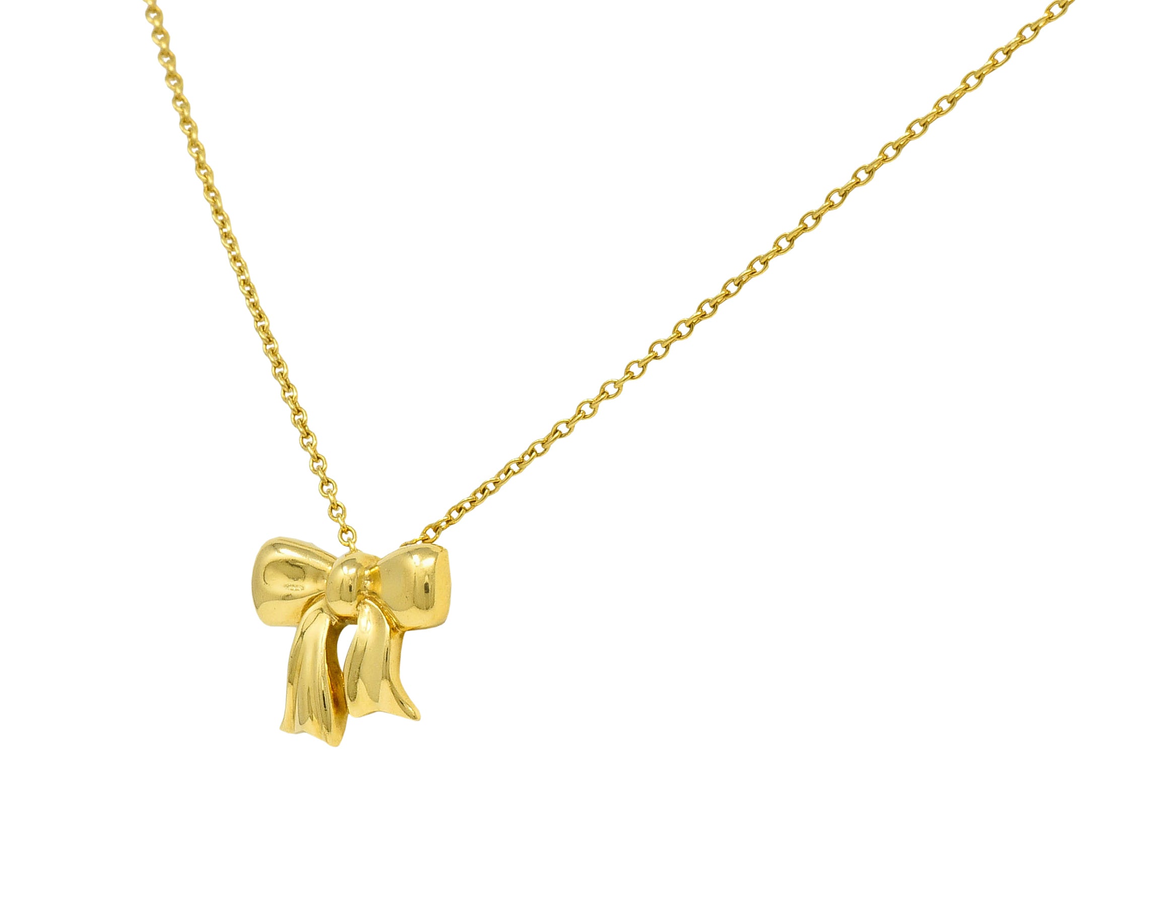 1990's Tiffany & Co. Vintage 18 Karat Gold Bow Pendant Necklace - Wilson's Estate Jewelry