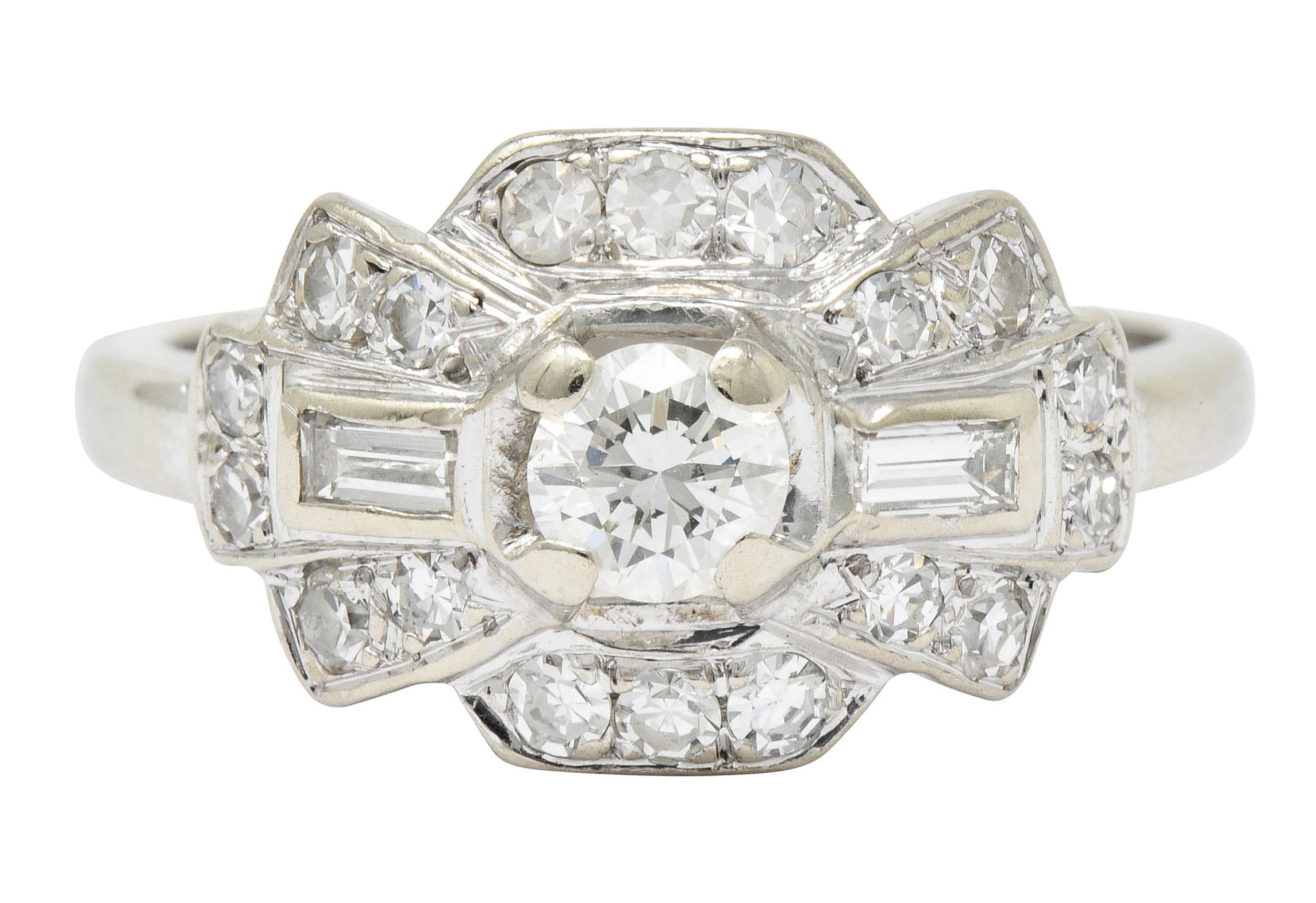 1950's Mid-Century Diamond 14 Karat White Gold Dinner Ring - Wilson's Estate Jewelry