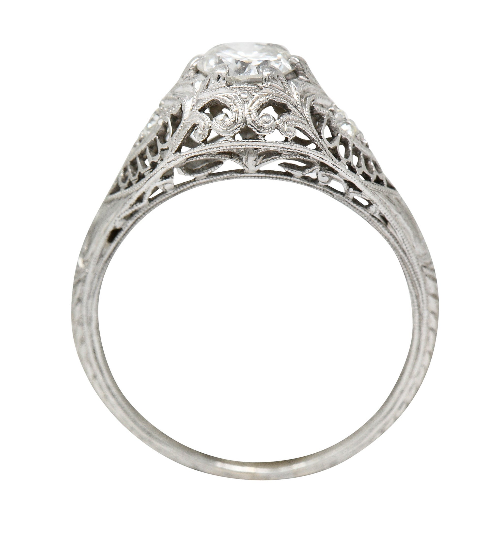 Late Edwardian 0.60 CTW Diamond Platinum Trellis Engagement RingRing - Wilson's Estate Jewelry