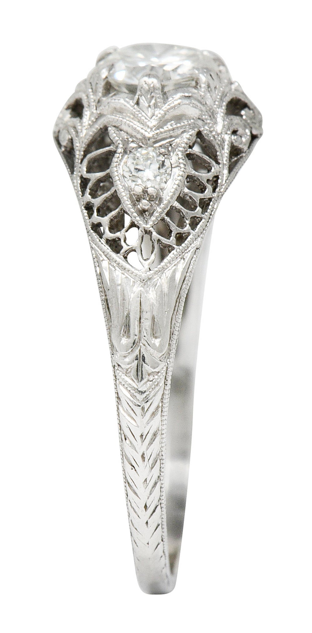 Late Edwardian 0.60 CTW Diamond Platinum Trellis Engagement RingRing - Wilson's Estate Jewelry