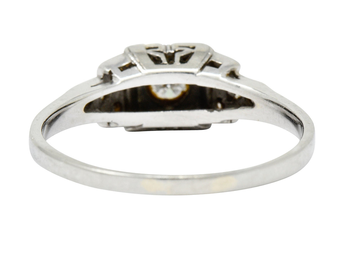 Early Retro 0.35 CTW Diamond Platinum Square Form Engagement Ring - Wilson's Estate Jewelry