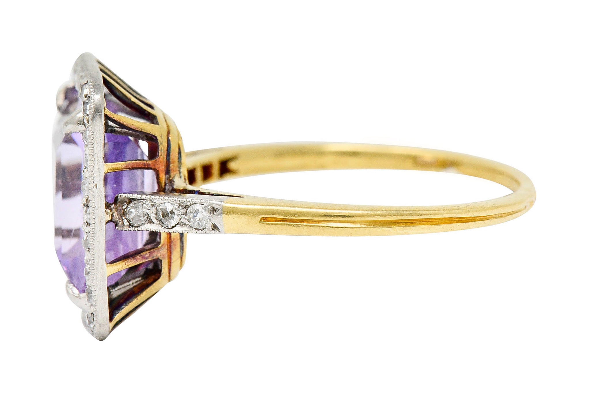 French Edwardian 5.24 CTW No Heat Lavender Sapphire Diamond Platinum 18 Karat Gold RingRing - Wilson's Estate Jewelry
