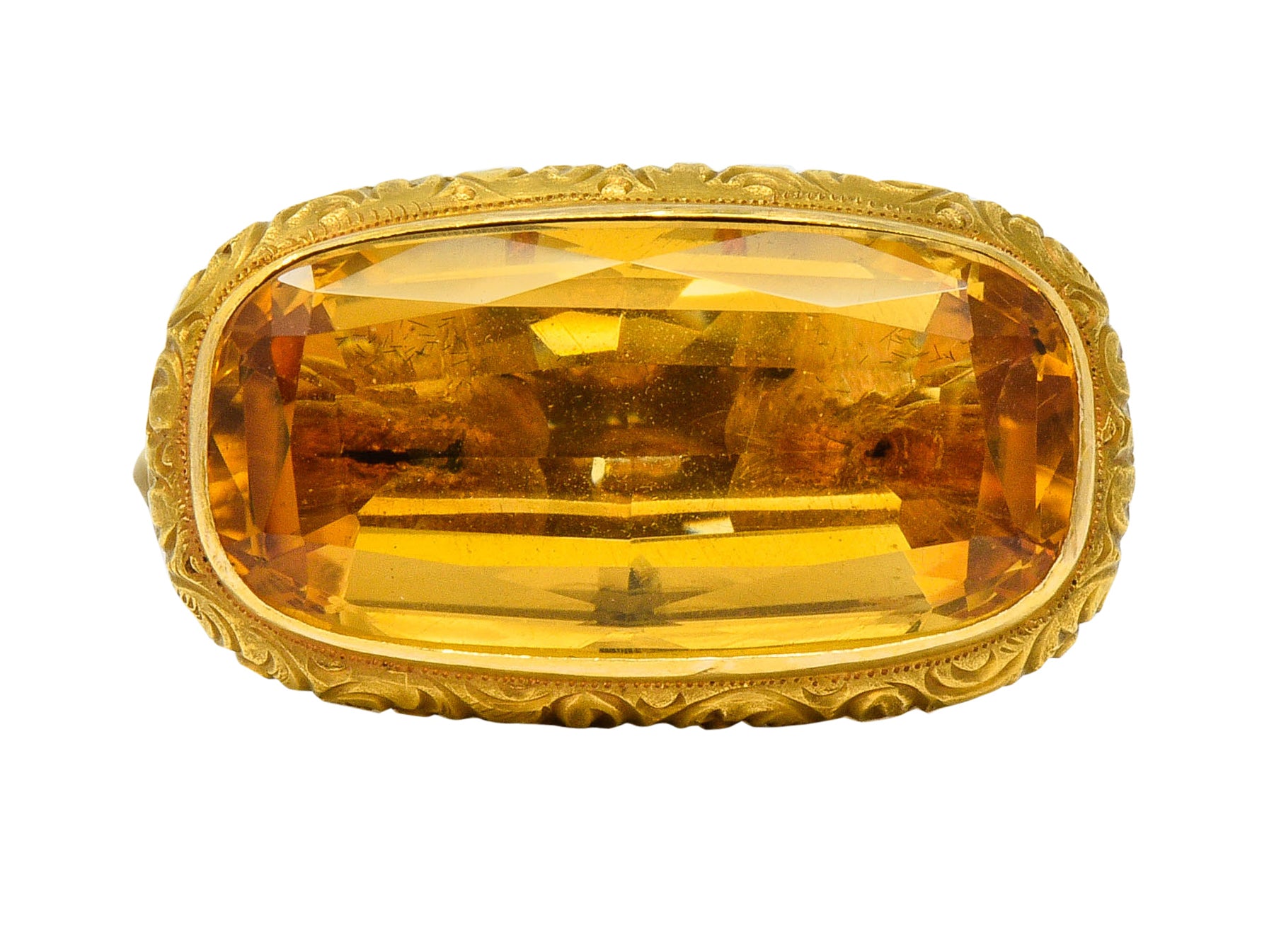 Art Nouveau Citrine 14 Karat Gold Sea Serpent Dragon Fob PendantNecklace - Wilson's Estate Jewelry