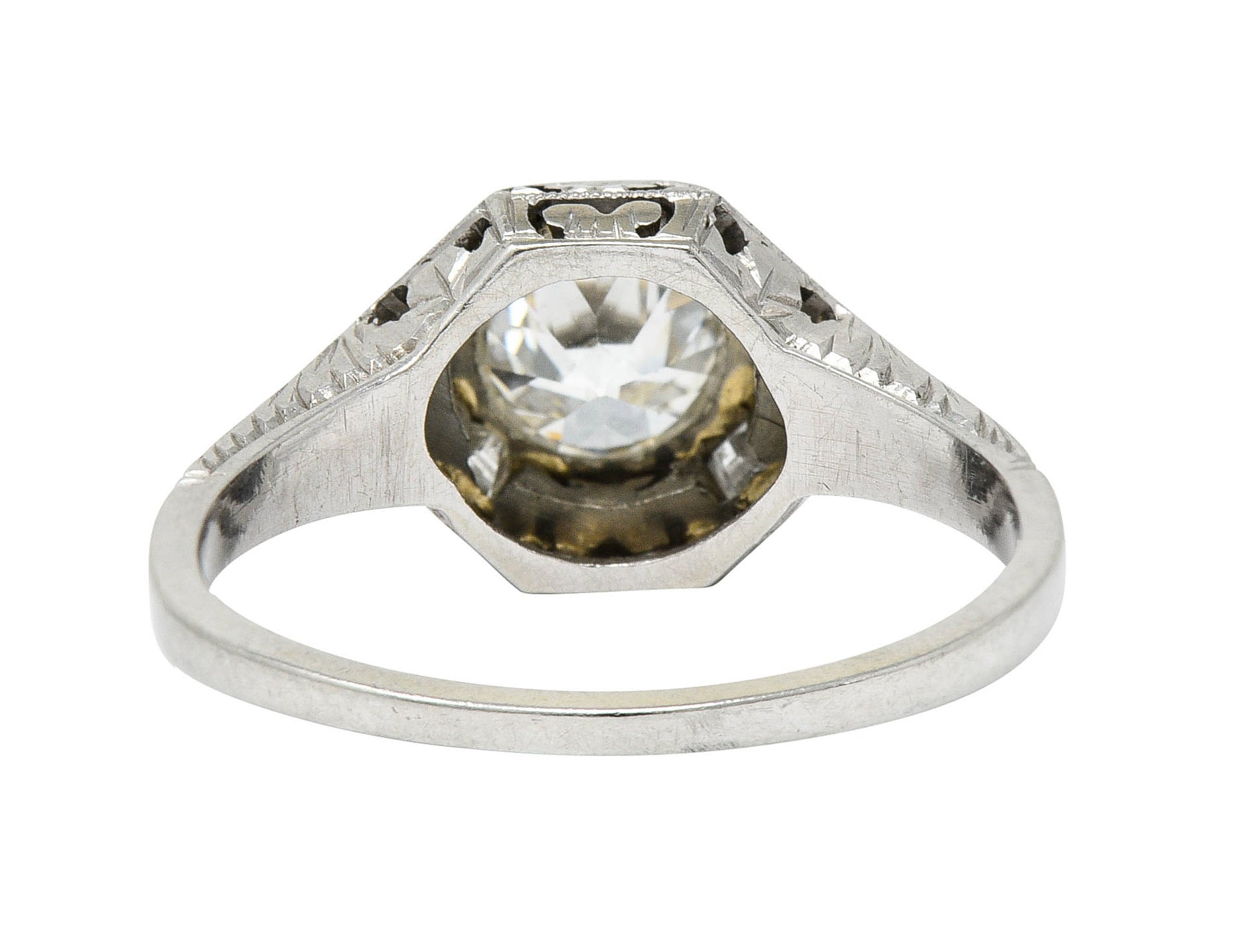 Art Deco 1.05 CTW Diamond 18 Karat White Gold Foliate Engagement RingRing - Wilson's Estate Jewelry