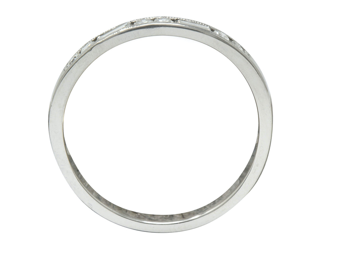 Vintage Single Baguette Cut Diamond Platinum Channel Band RingRing - Wilson's Estate Jewelry