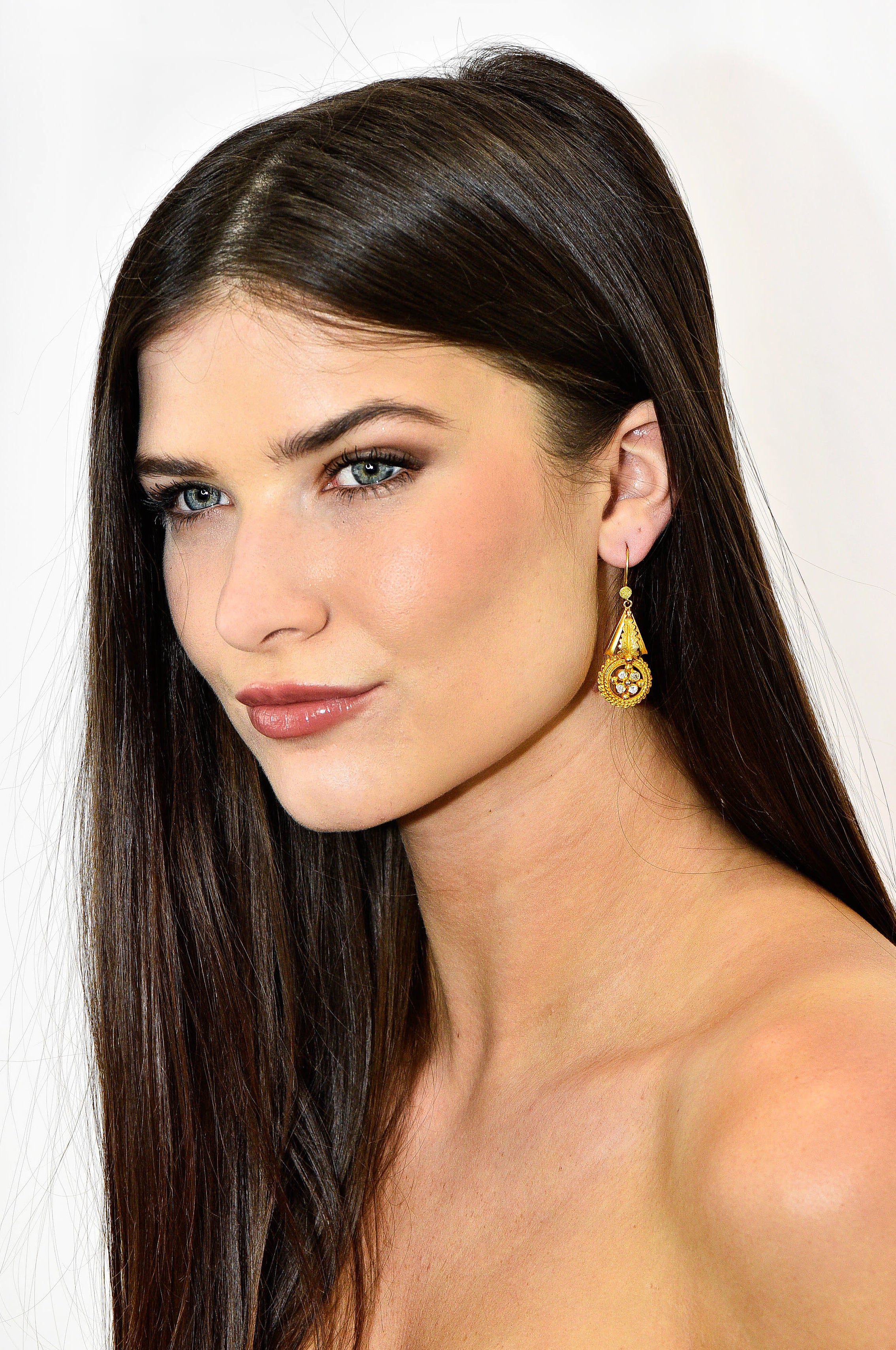 Victorian Etruscan Revival Diamond 14 Karat Gold Drop EarringsEarrings - Wilson's Estate Jewelry