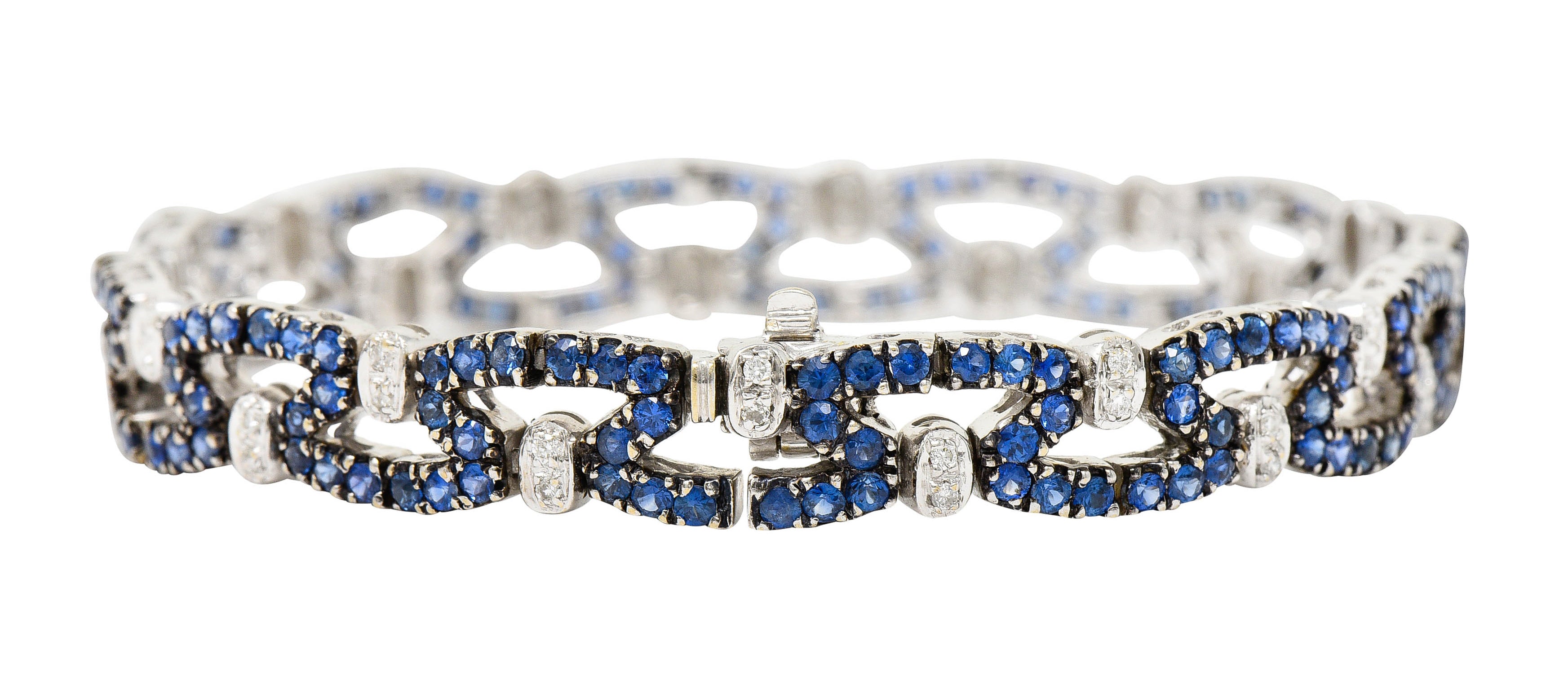 Vintage 6.50 CTW Sapphire Diamond 18 Karat White Gold Braceletbracelet - Wilson's Estate Jewelry