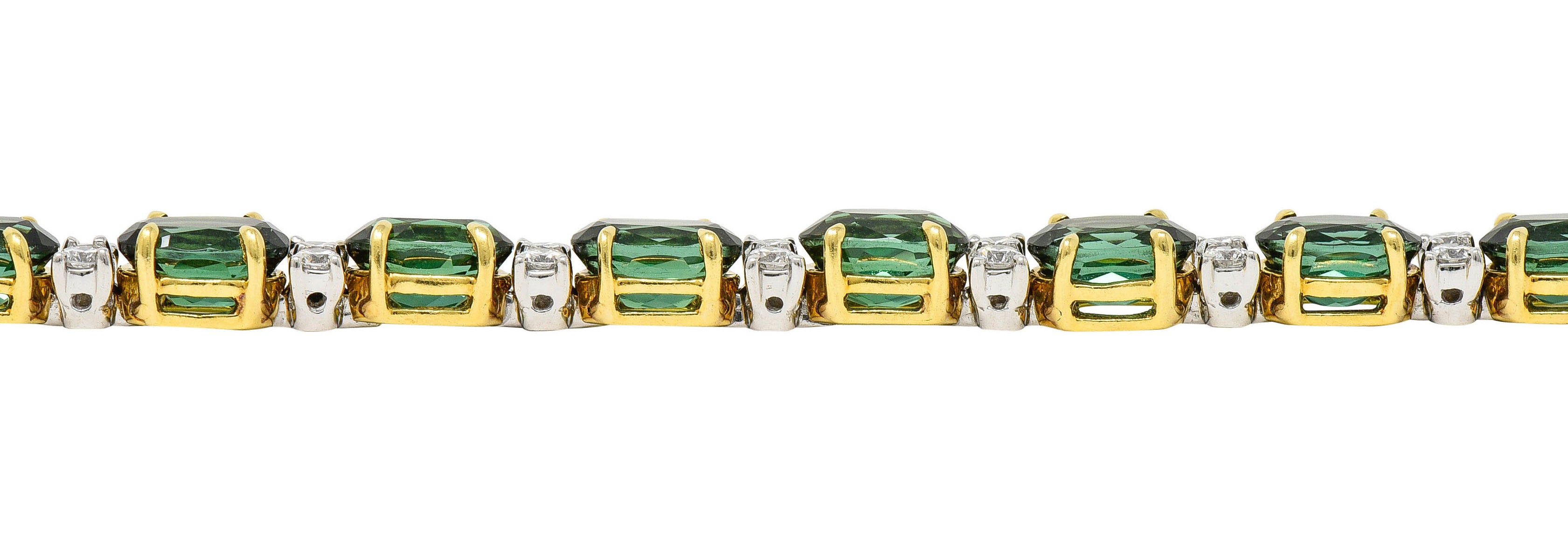 1980's Tiffany & Co. Diamond Tourmaline Platinum 18 Karat Gold Tennis Braceletbracelet - Wilson's Estate Jewelry