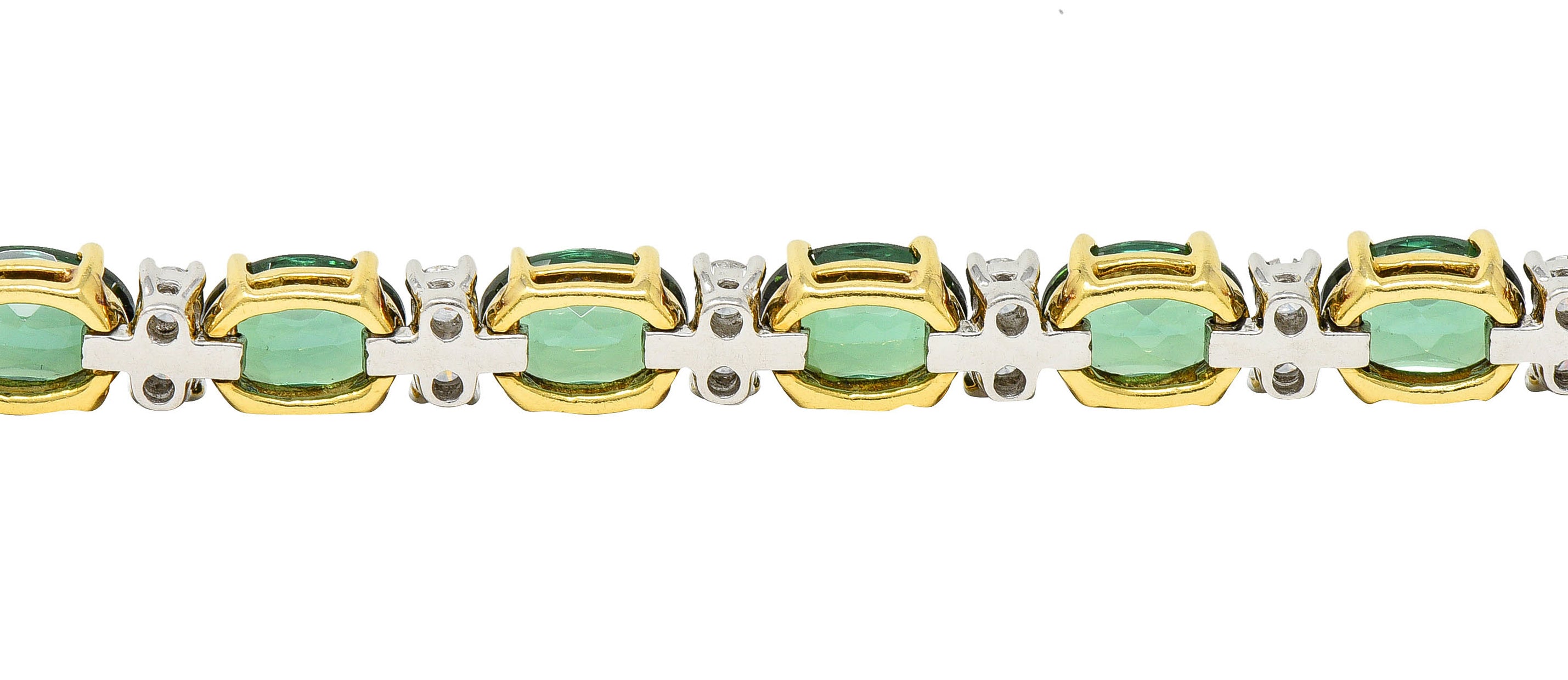 1980's Tiffany & Co. Diamond Tourmaline Platinum 18 Karat Gold Tennis Braceletbracelet - Wilson's Estate Jewelry