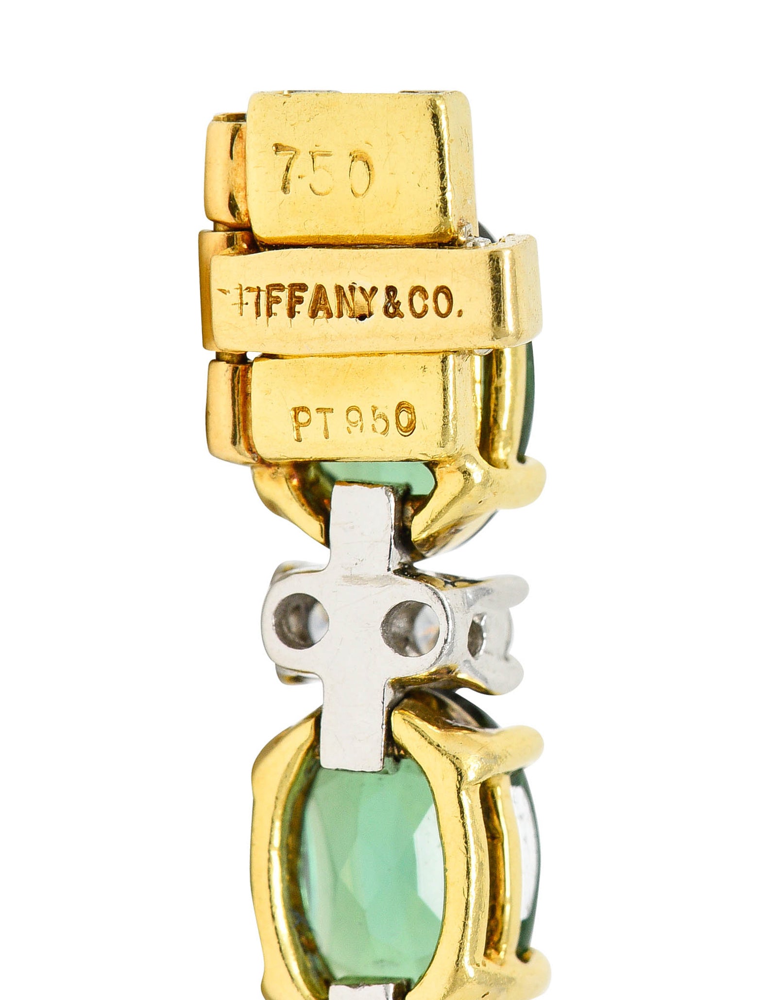 1980's Tiffany & Co. Diamond Tourmaline Platinum 18 Karat Gold Tennis Braceletbracelet - Wilson's Estate Jewelry