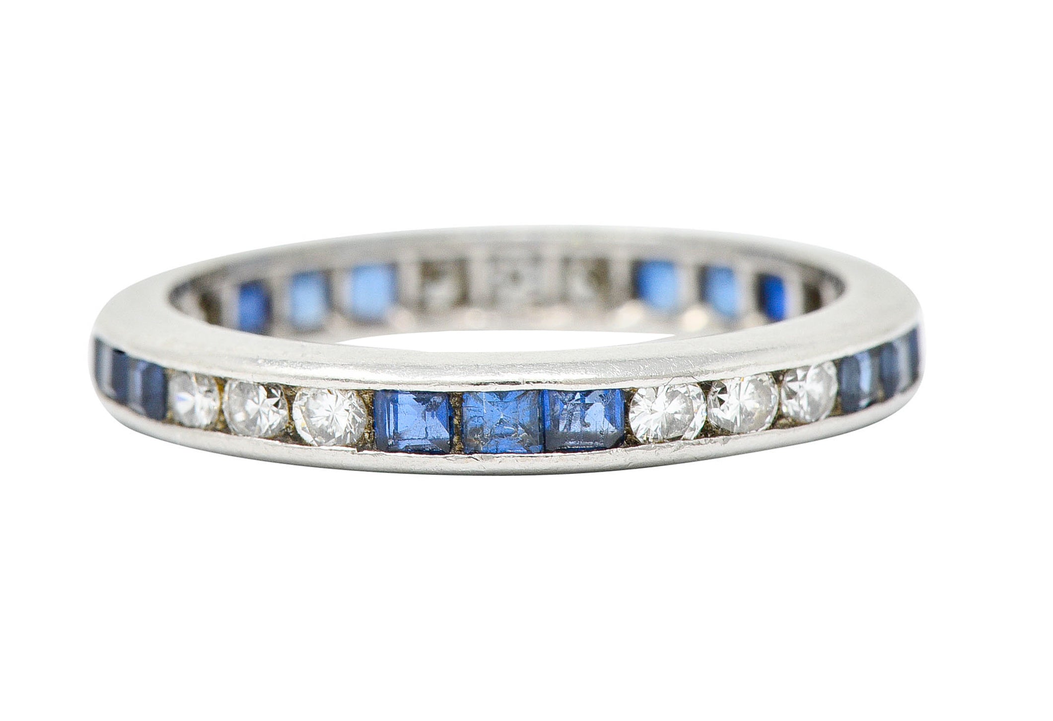 Vintage 1.00 CTW Sapphire Diamond Platinum Eternity Band RingRing - Wilson's Estate Jewelry