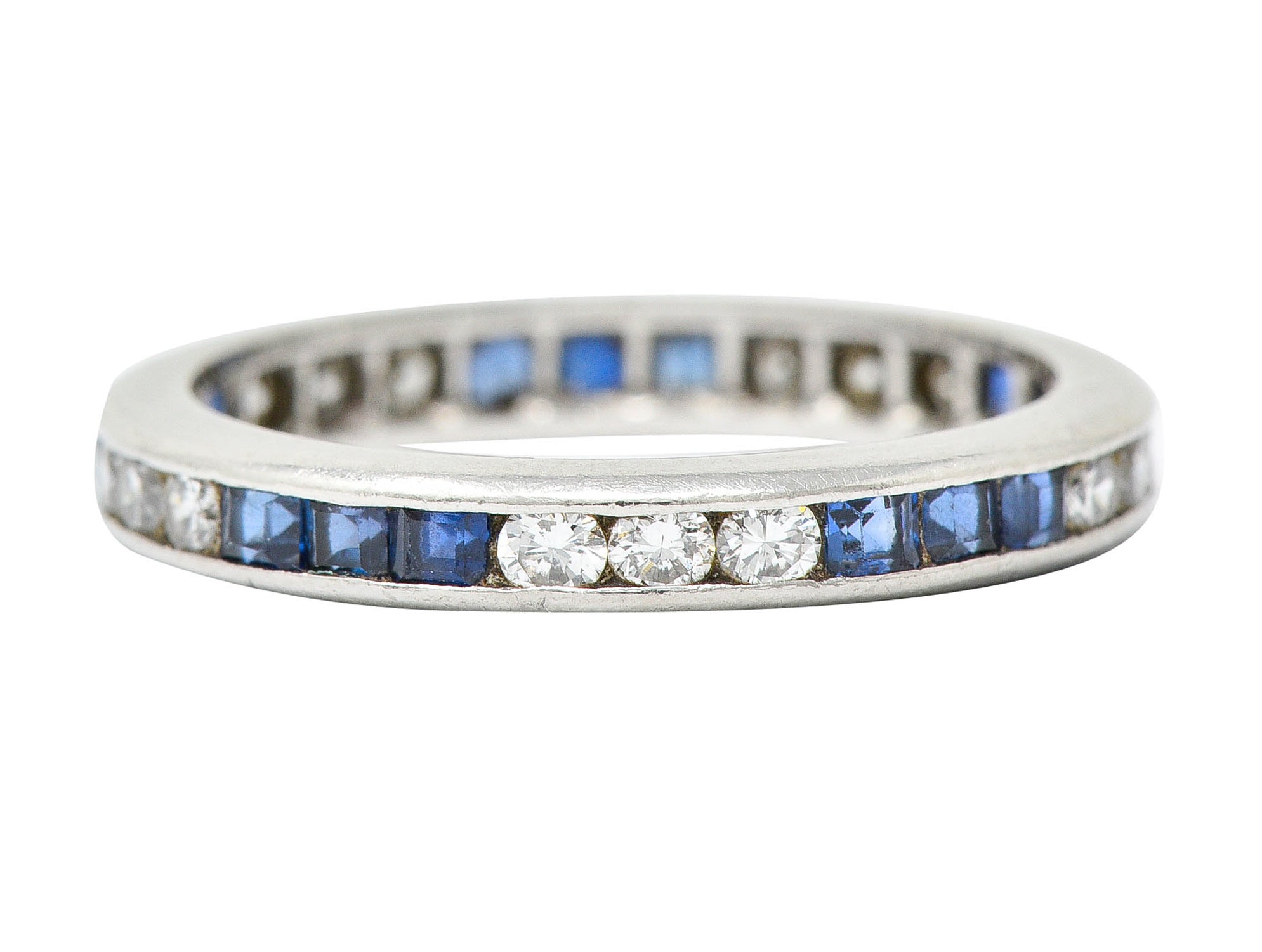 Vintage 1.00 CTW Sapphire Diamond Platinum Eternity Band RingRing - Wilson's Estate Jewelry