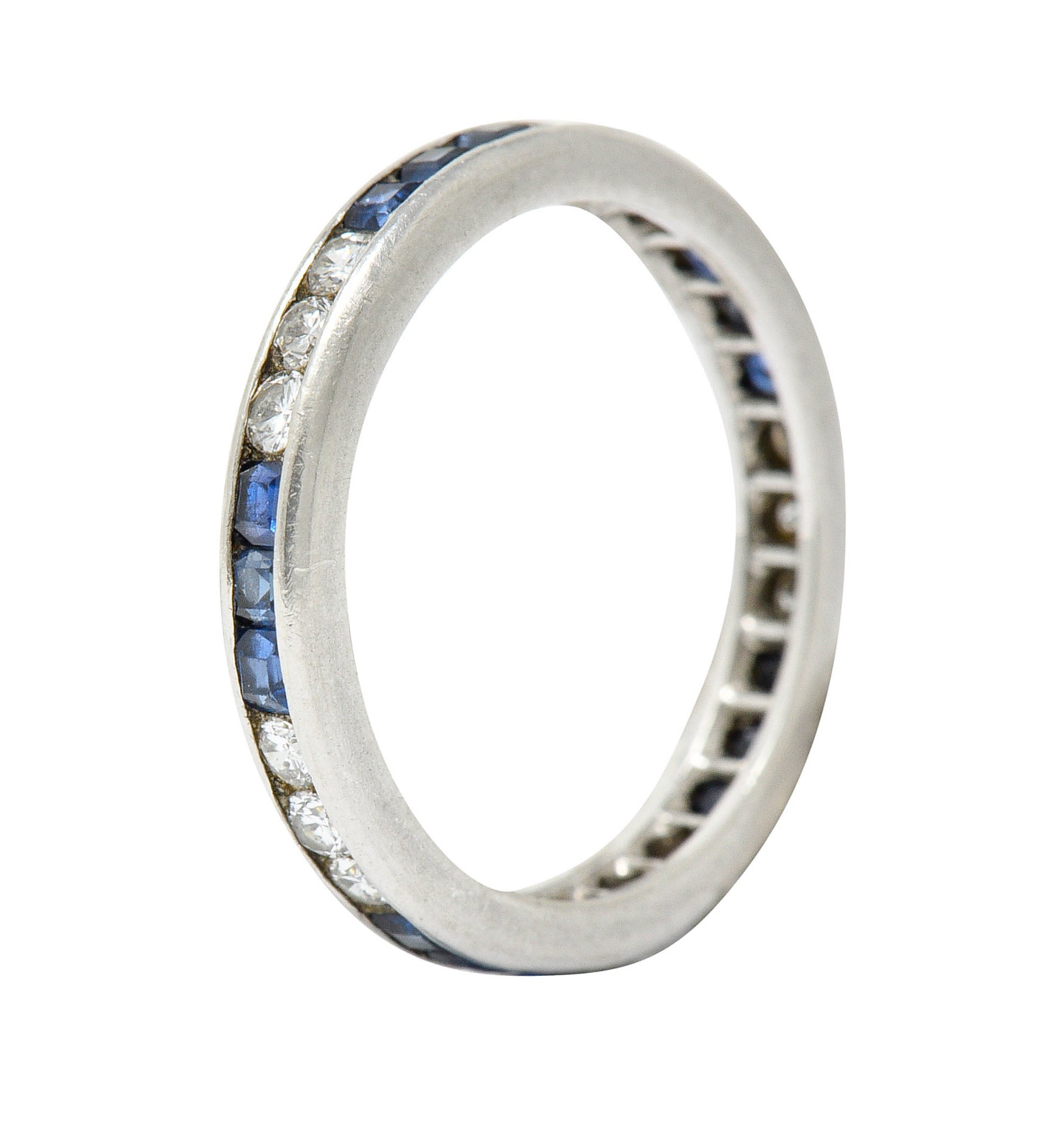 Vintage 1.00 CTW Sapphire Diamond Platinum Eternity Band RingRing - Wilson's Estate Jewelry