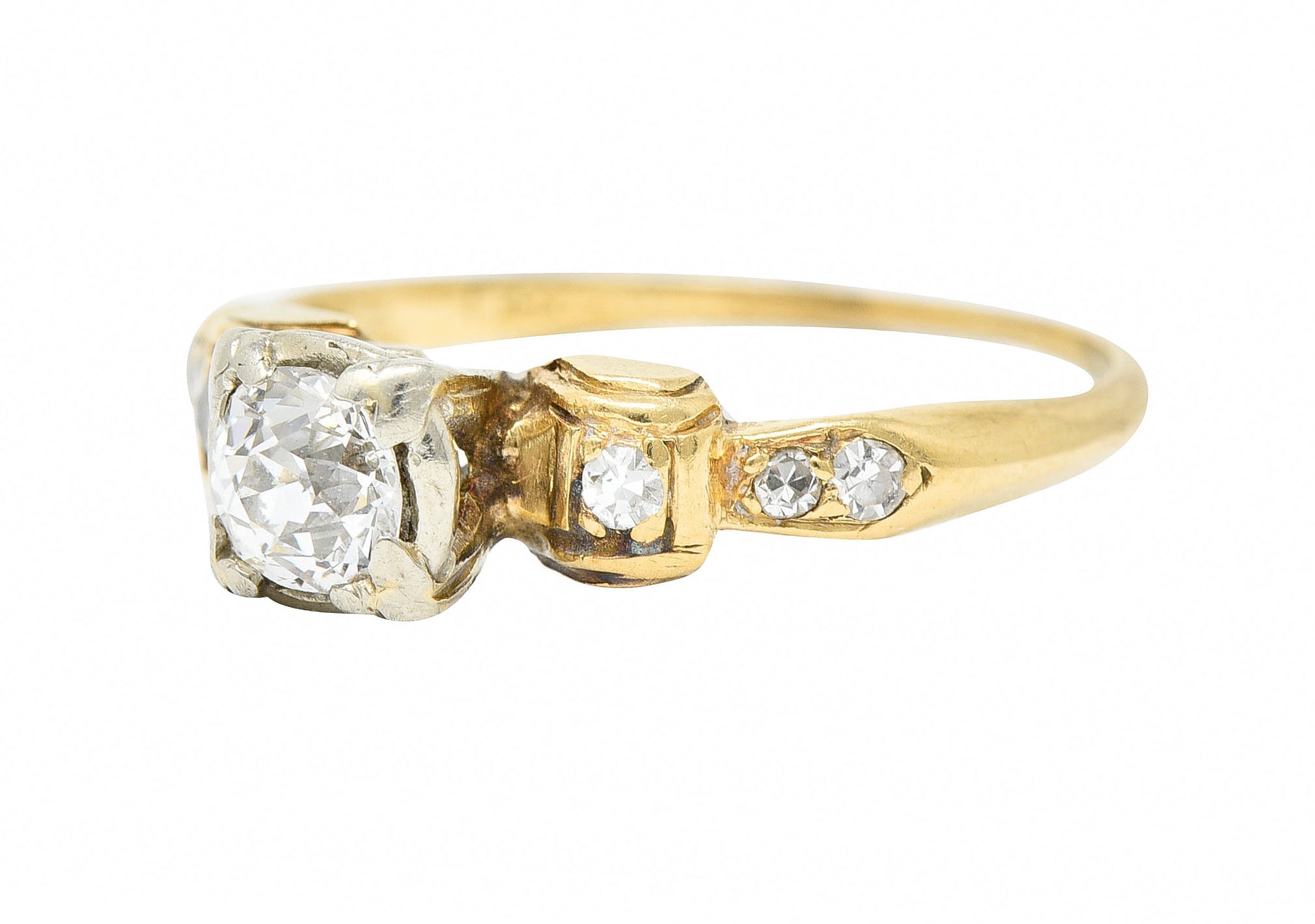 1940's Retro 0.50 CTW Diamond 14 Karat Two-Tone Gold Engagement RingRing - Wilson's Estate Jewelry