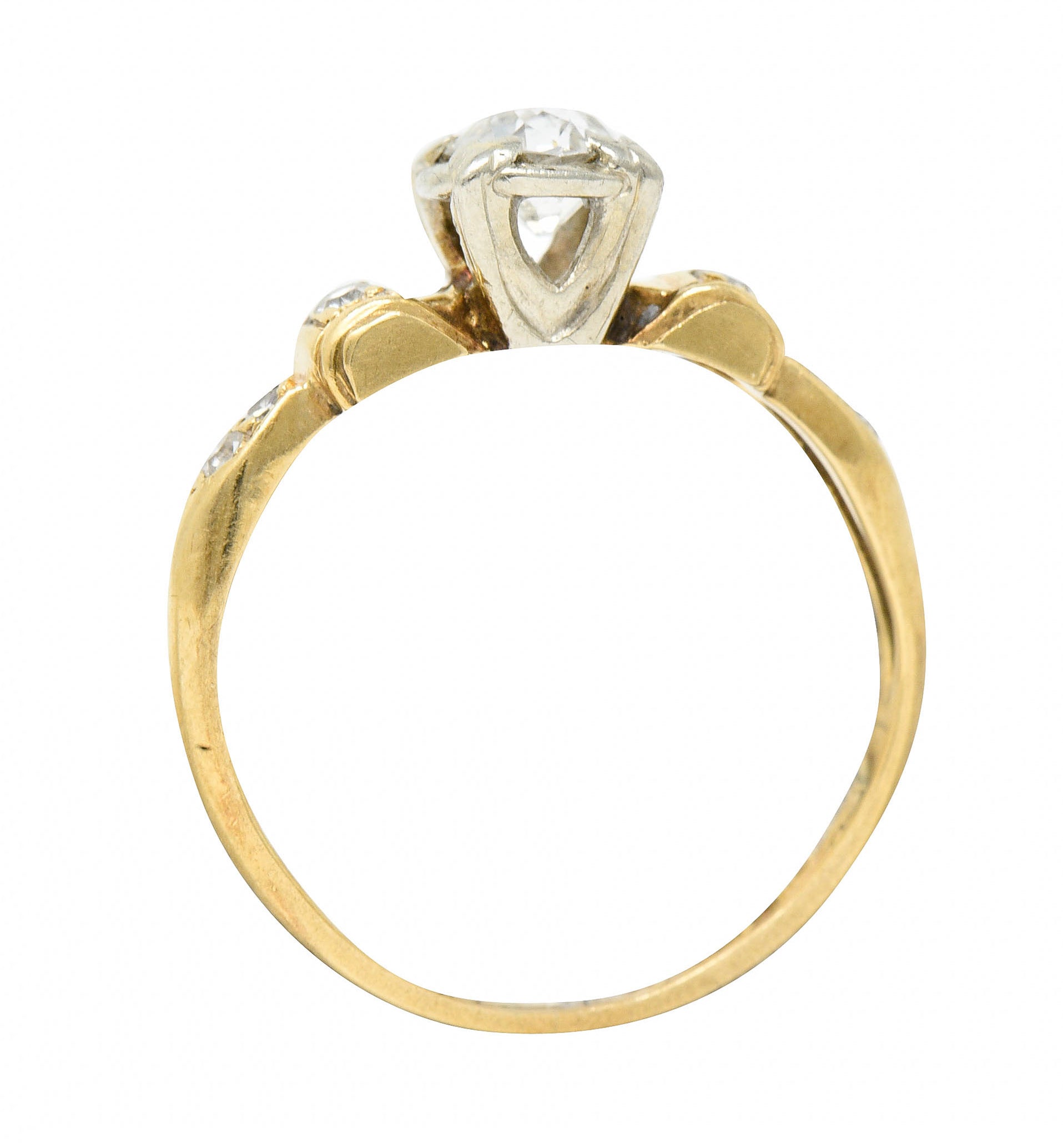 1940's Retro 0.50 CTW Diamond 14 Karat Two-Tone Gold Engagement RingRing - Wilson's Estate Jewelry