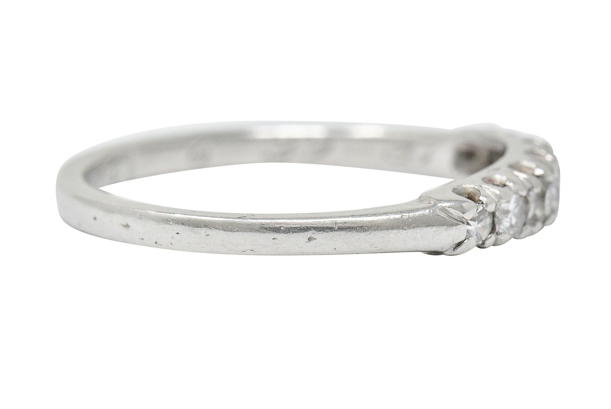 Art Deco Diamond Platinum Fishtail Anniversary Band RingRing - Wilson's Estate Jewelry