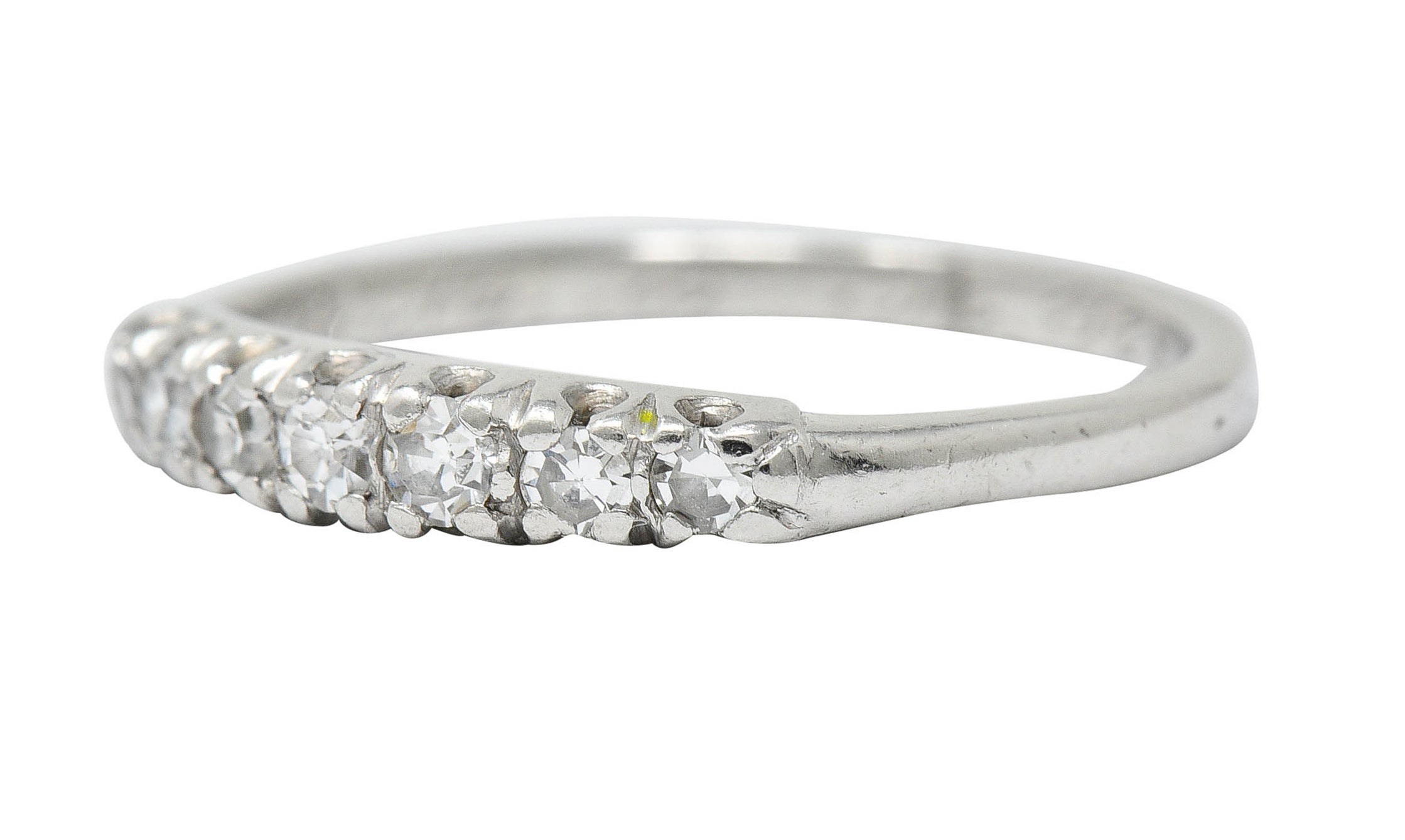 Art Deco Diamond Platinum Fishtail Anniversary Band RingRing - Wilson's Estate Jewelry