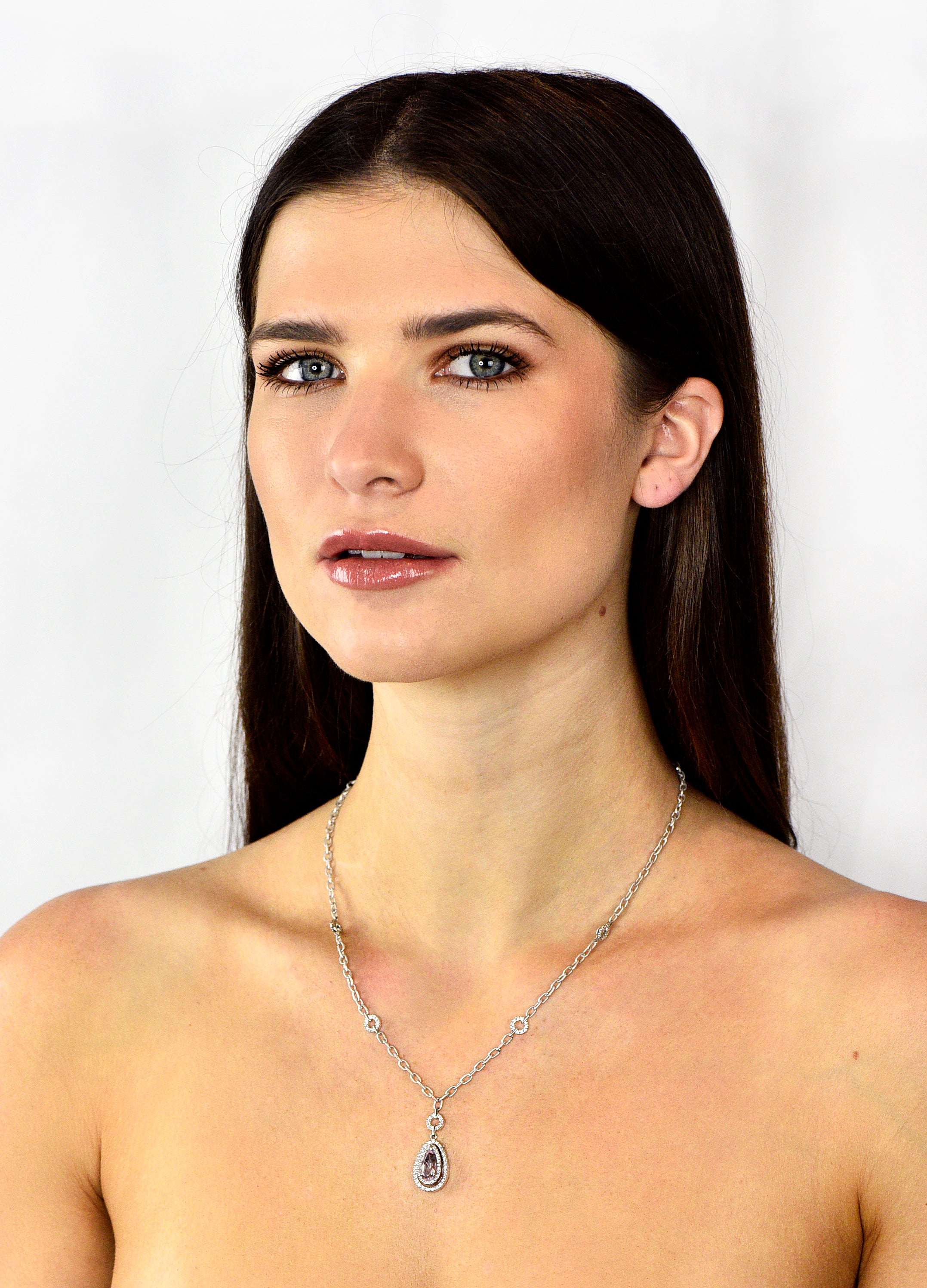 Kunzite 1.21 CTW Diamond 18 Karat White Gold Drop NecklaceNecklace - Wilson's Estate Jewelry