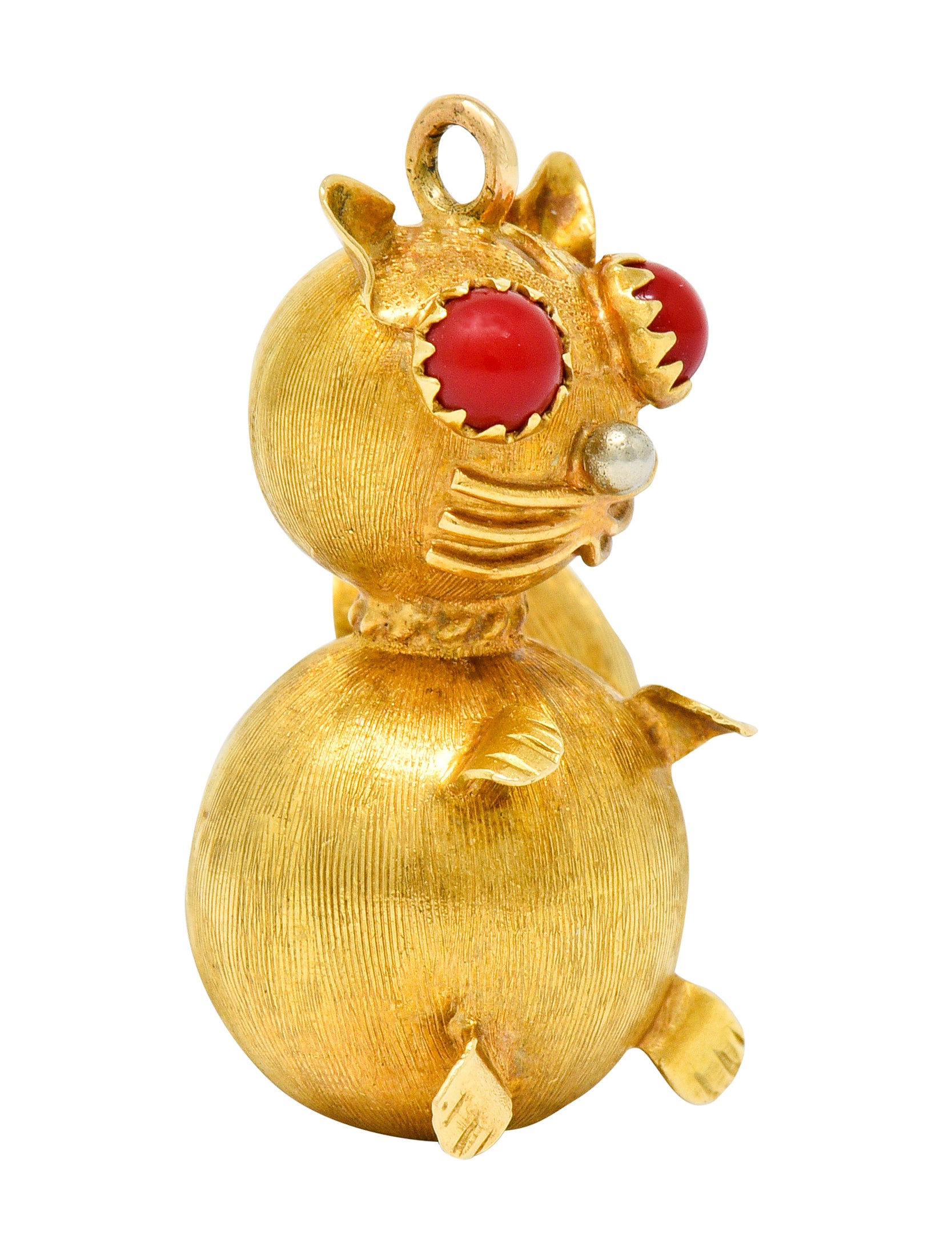 Vintage Italian 18 Karat Two-Tone Gold Cat Pendant Charm - Wilson's Estate Jewelry