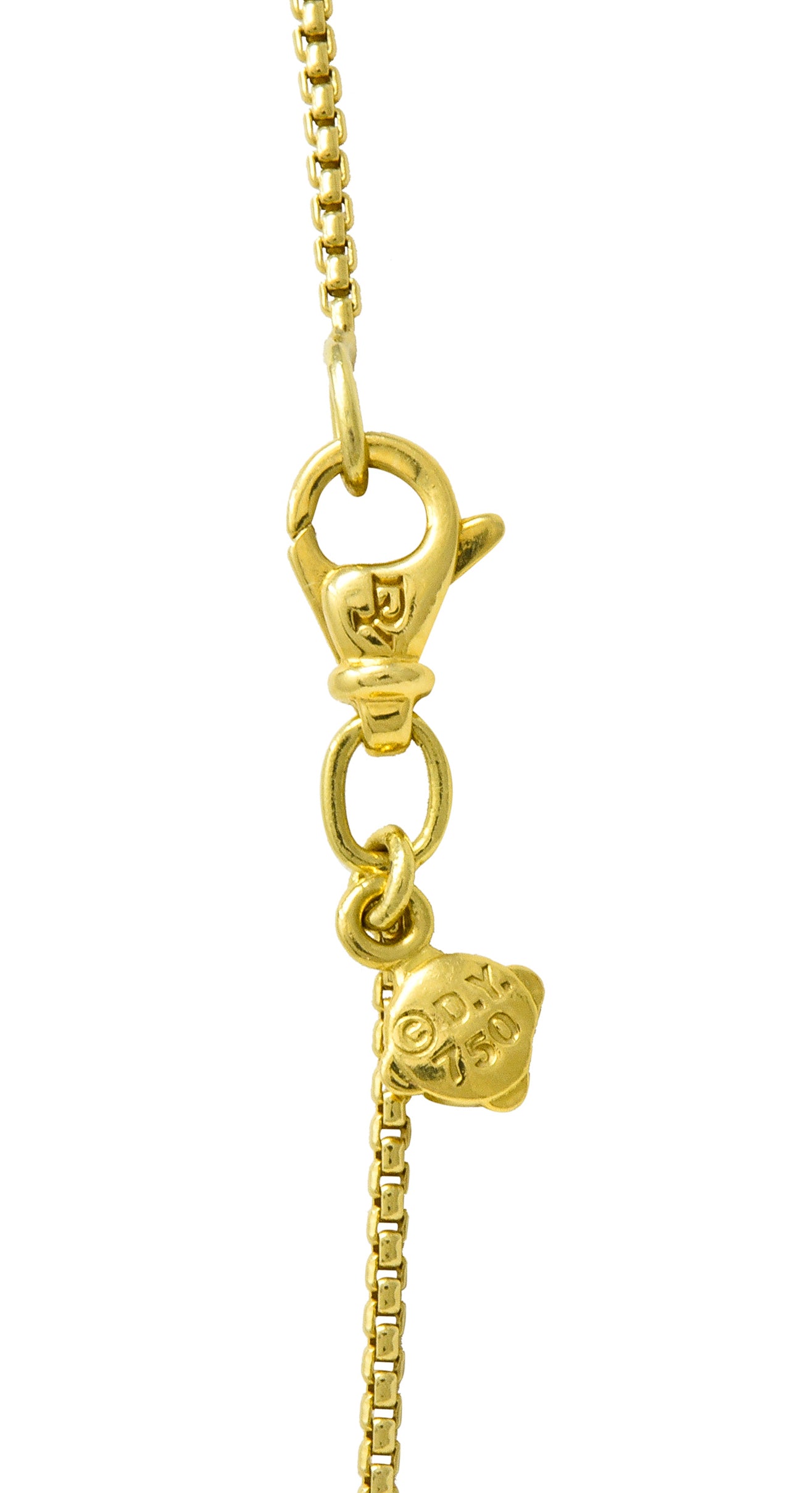 Long David Yurman Diamond 18 Karat Gold Crossover Circle Station Necklace - Wilson's Estate Jewelry