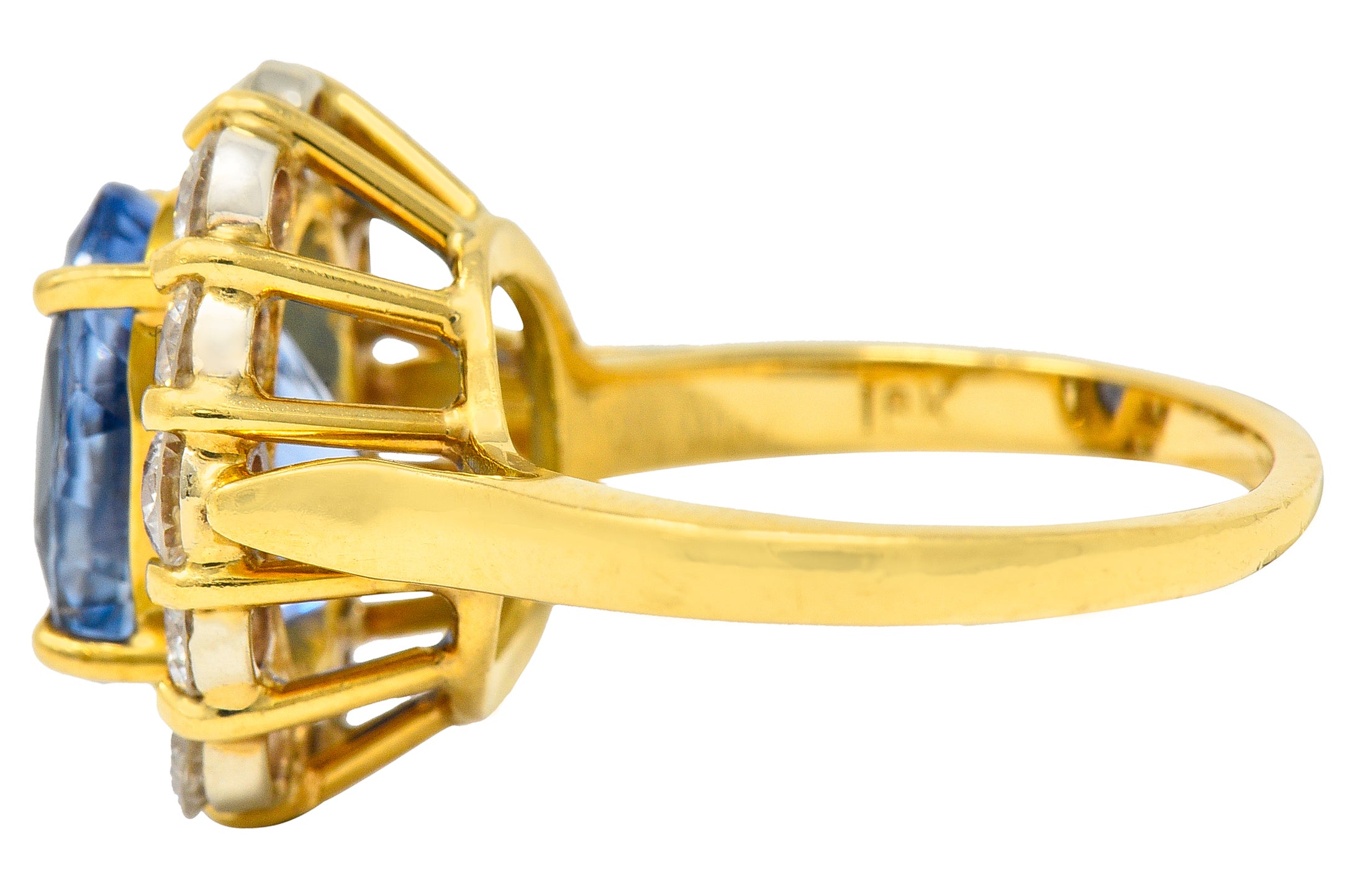 Vintage 5.00 CTW No Heat Ceylon Sapphire Diamond 18 Karat Gold Cluster Ring GIARing - Wilson's Estate Jewelry