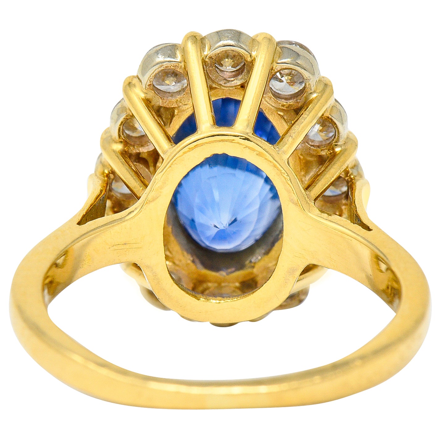 Vintage 5.00 CTW No Heat Ceylon Sapphire Diamond 18 Karat Gold Cluster Ring GIARing - Wilson's Estate Jewelry