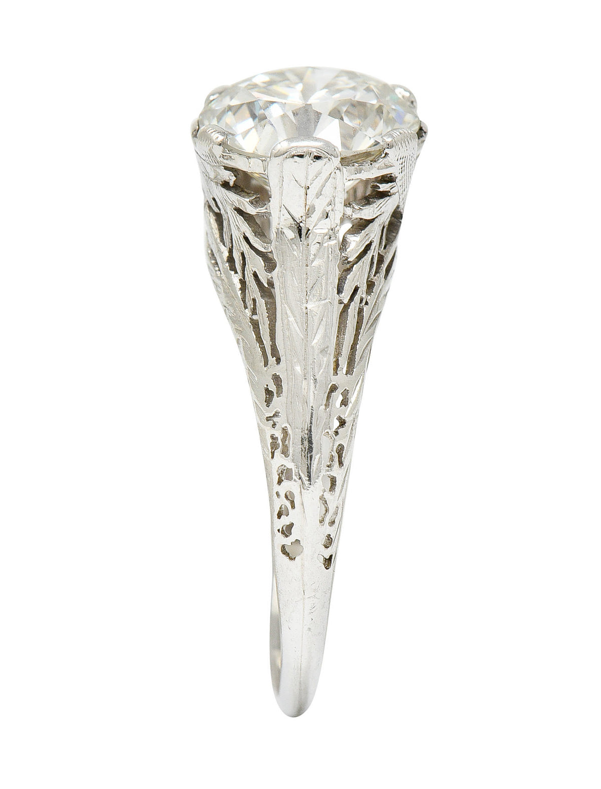 Edwardian 2.41 CTW Diamond Platinum Pinecone Engagement RingRing - Wilson's Estate Jewelry