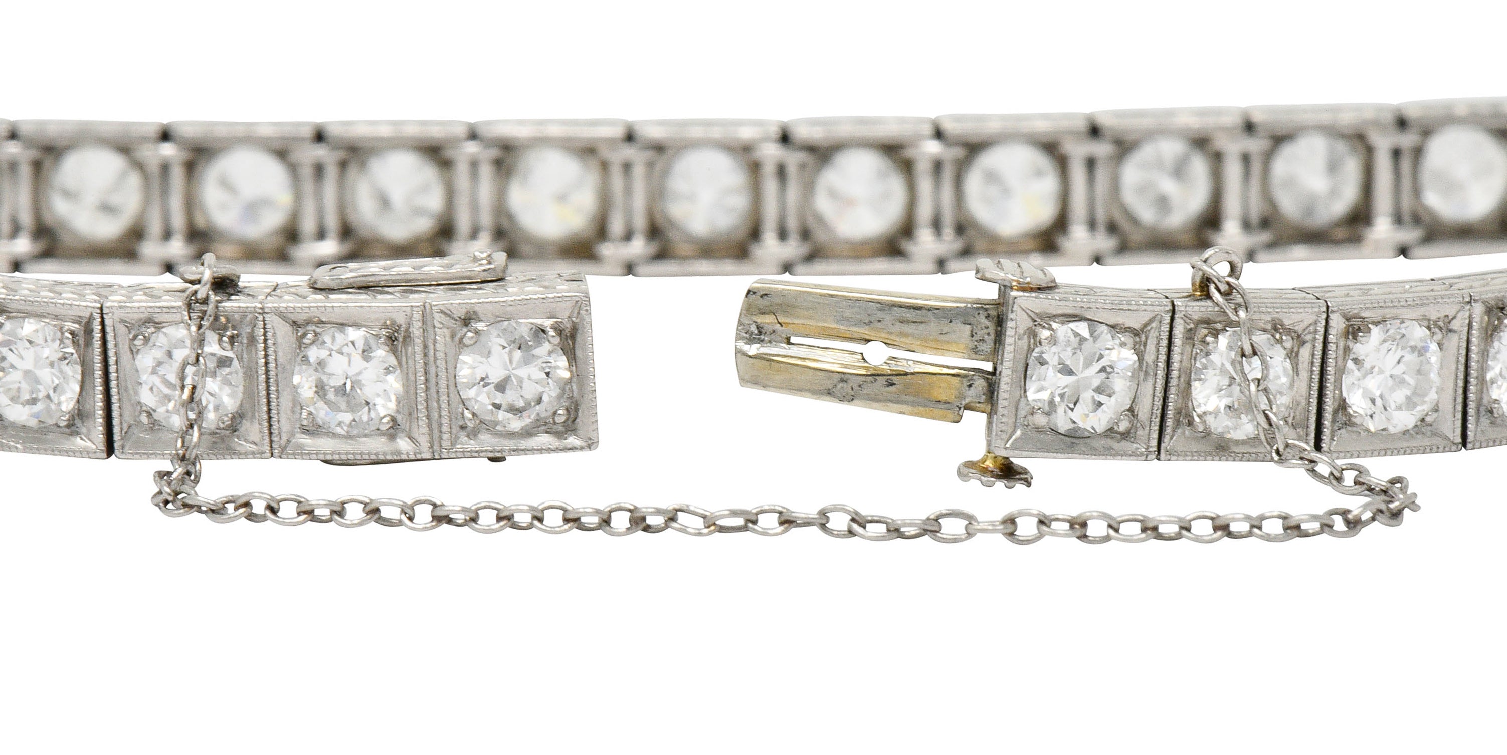1930's Art Deco 5.90 CTW Diamond Platinum Line Braceletbracelet - Wilson's Estate Jewelry